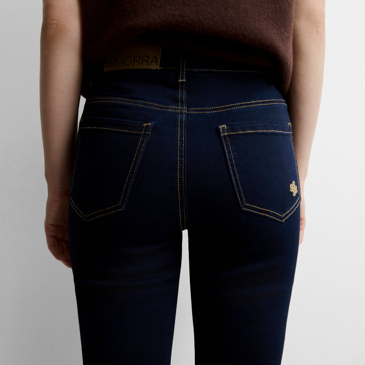 Denim pants with patch pockets
