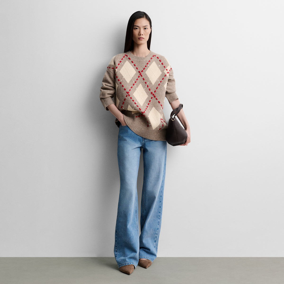 Pull oversize à losanges