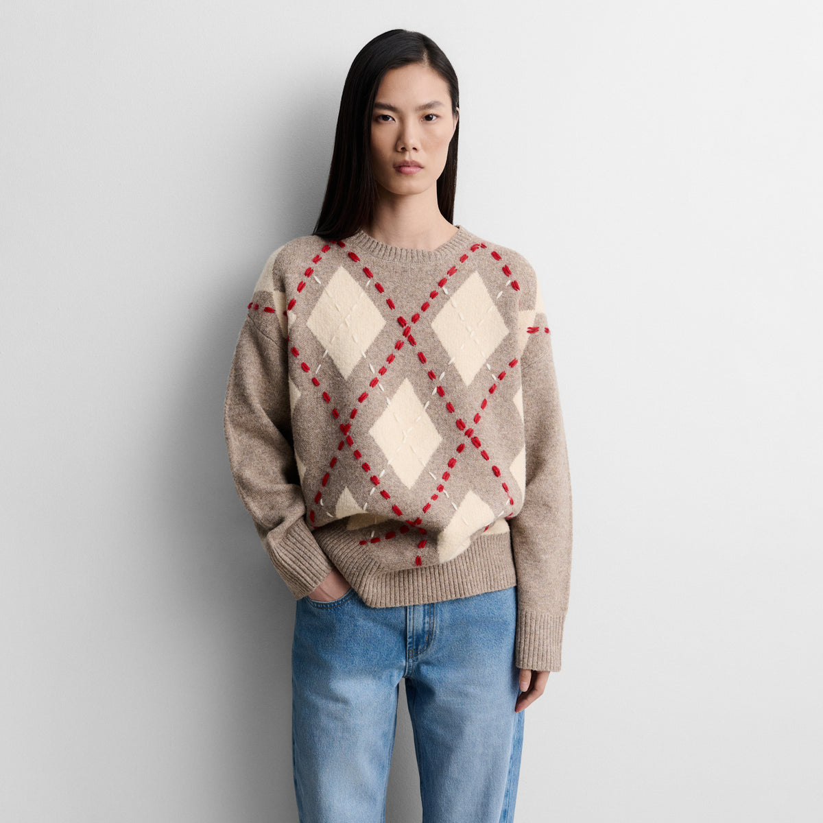 Pull oversize à losanges