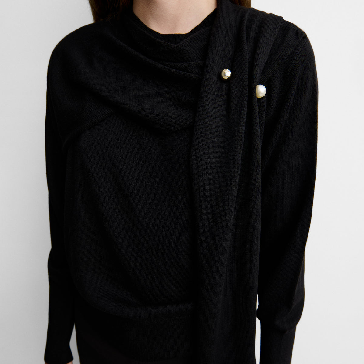 Knit sweater with scarf detail