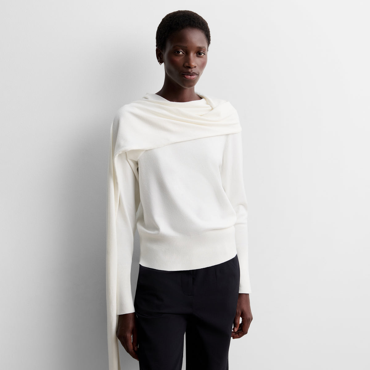 Sweater with scarf collar