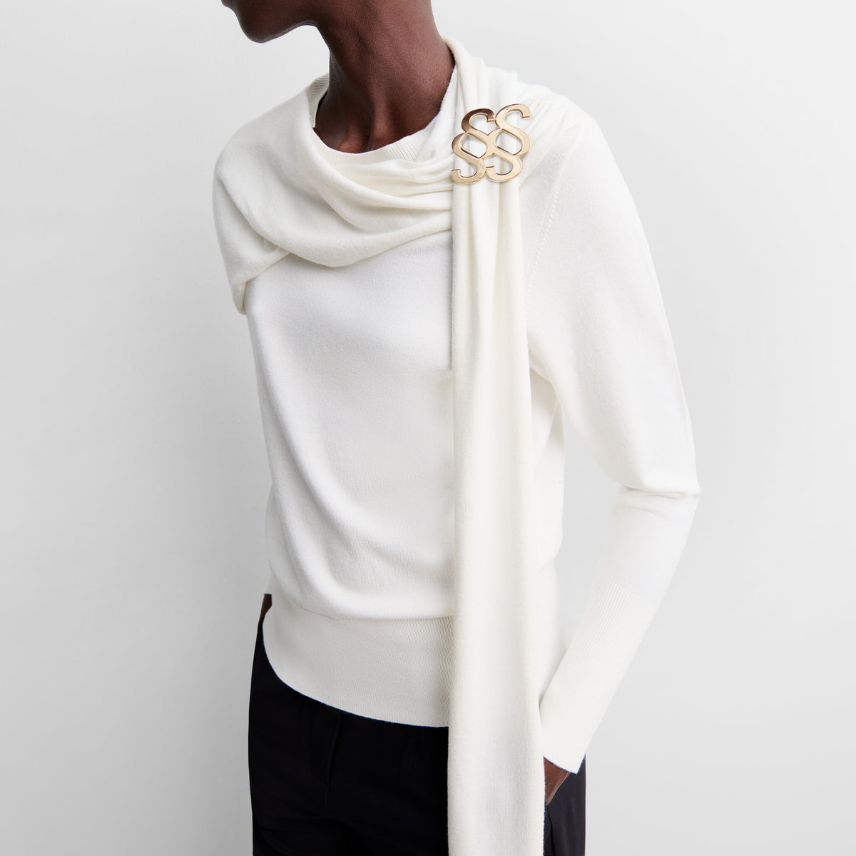 Sweater with scarf collar