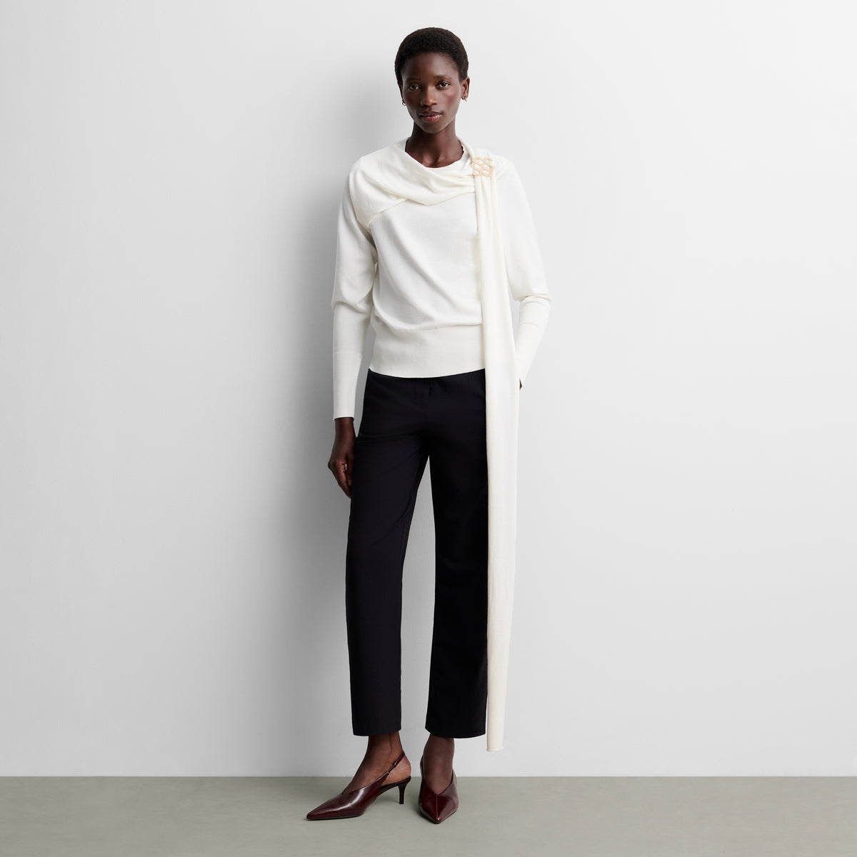 Sweater with scarf collar