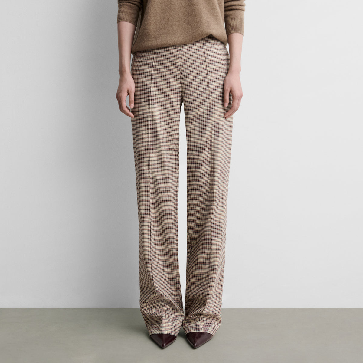 Pantalon droit imprimé à carreaux