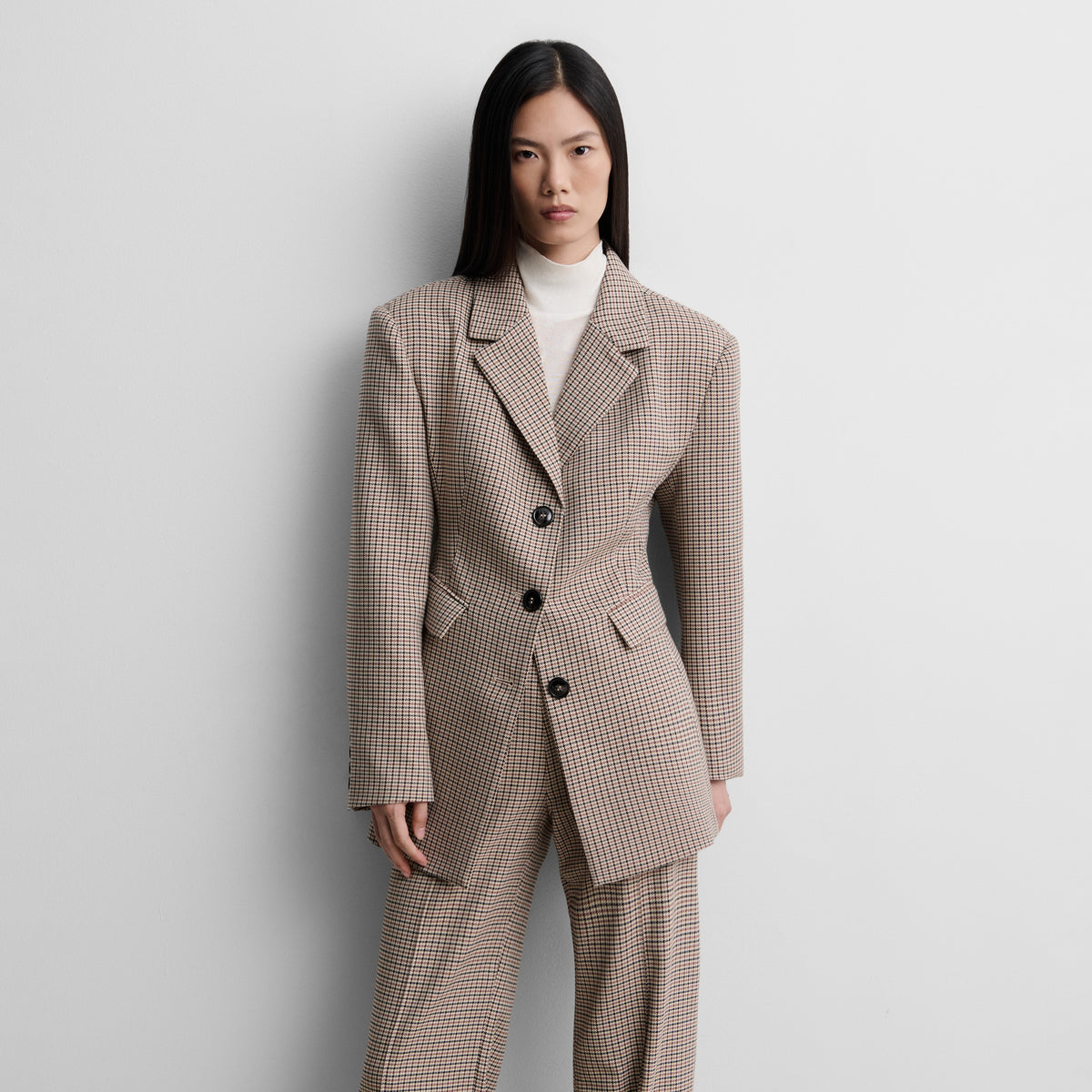 Fitted checked blazer