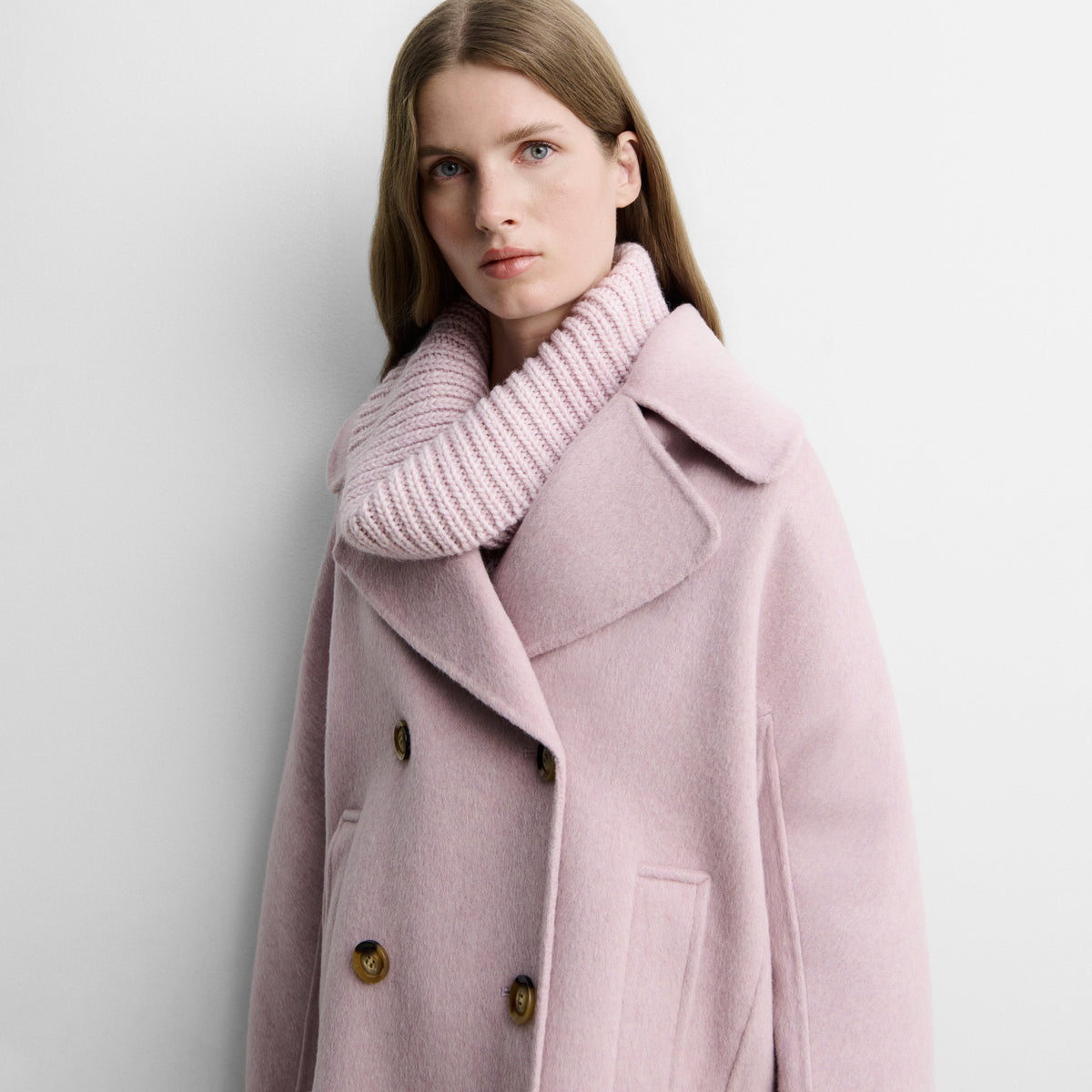 Double-faced wool long jacket