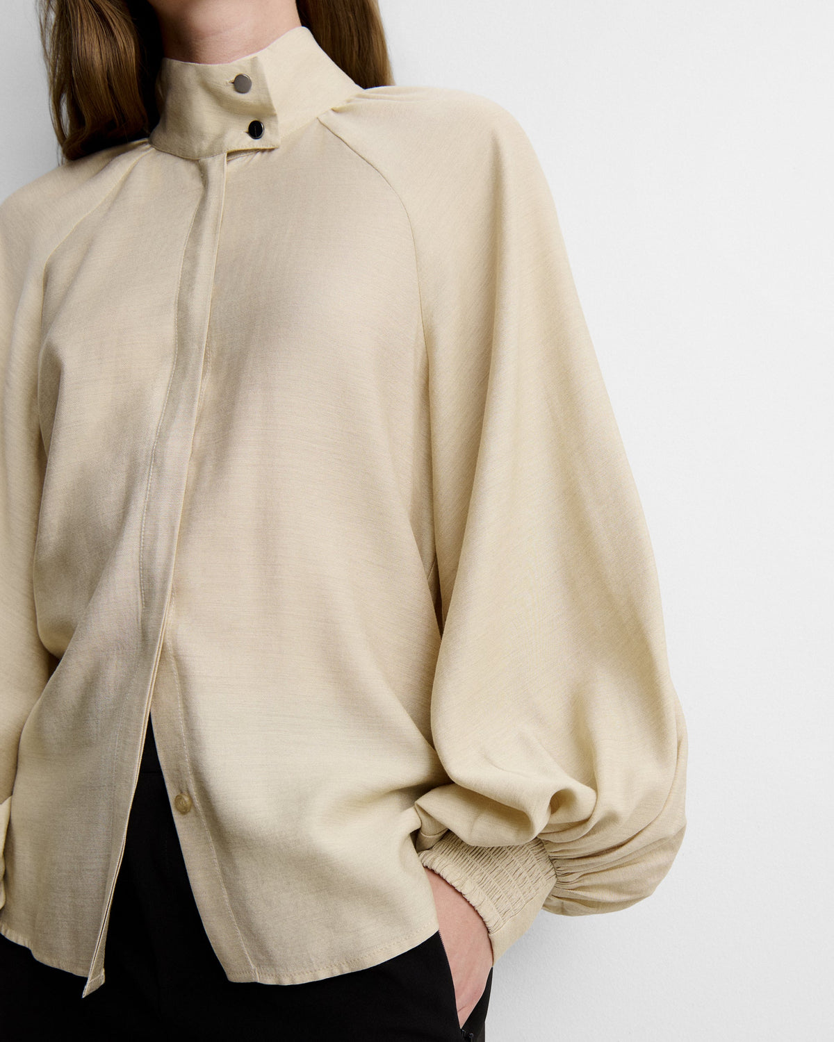 Blouse fluide col cheminée
