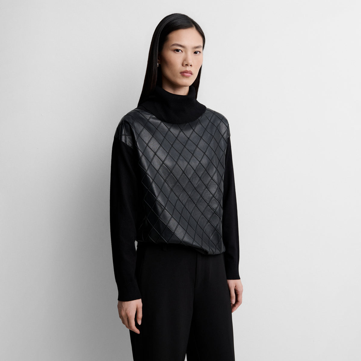 Pull bimatière à losanges