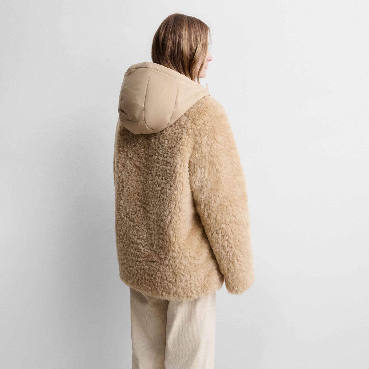 Reversible faux fur parka
