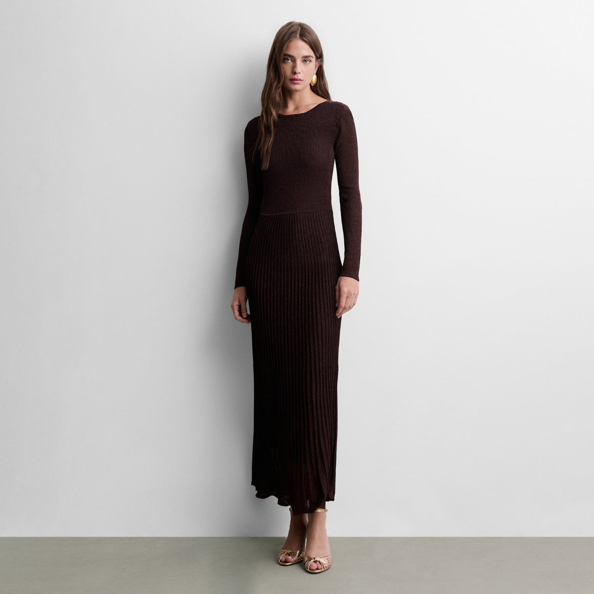 Robe longue en maille lurex