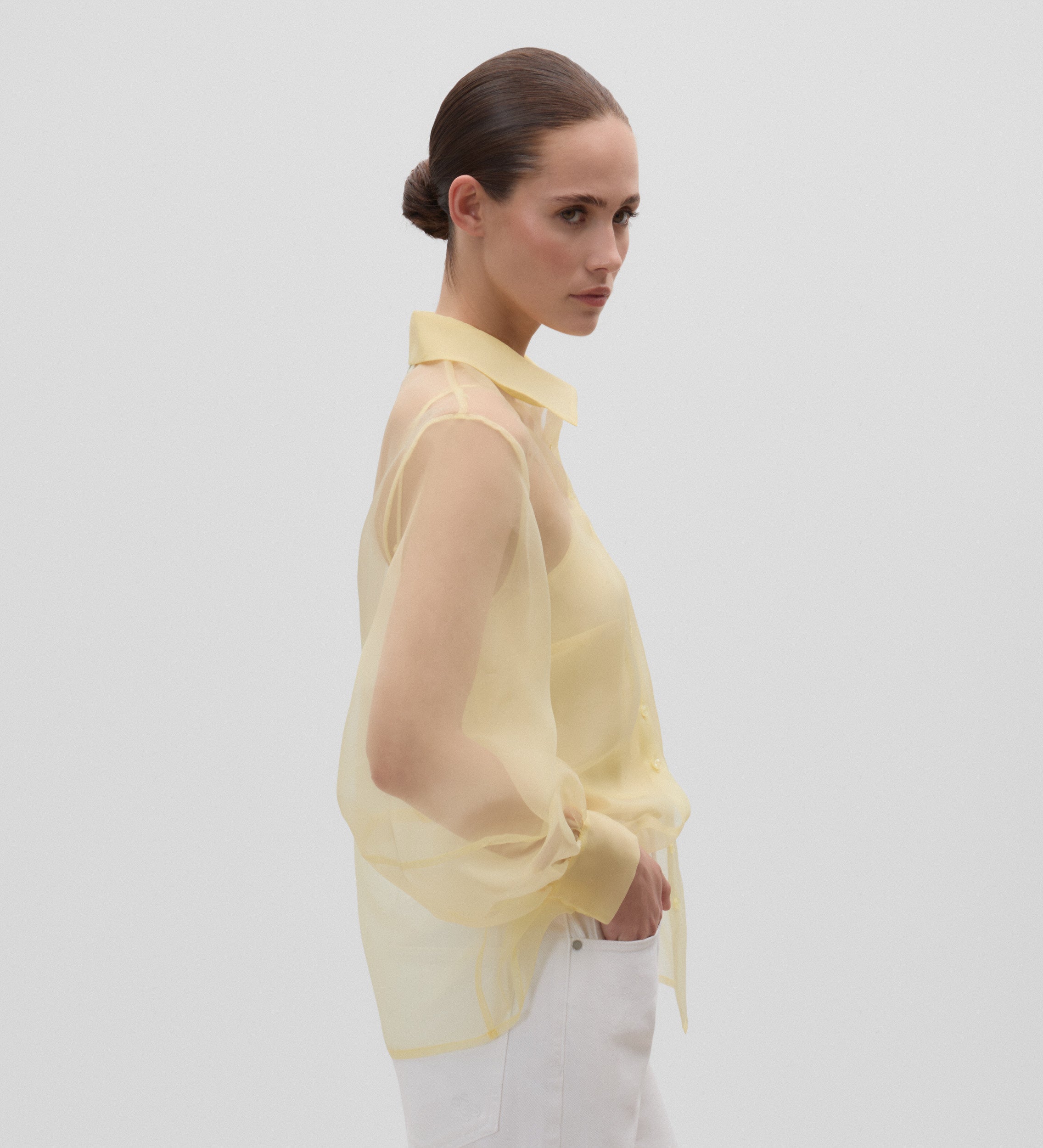 Long-sleeved organza blouse