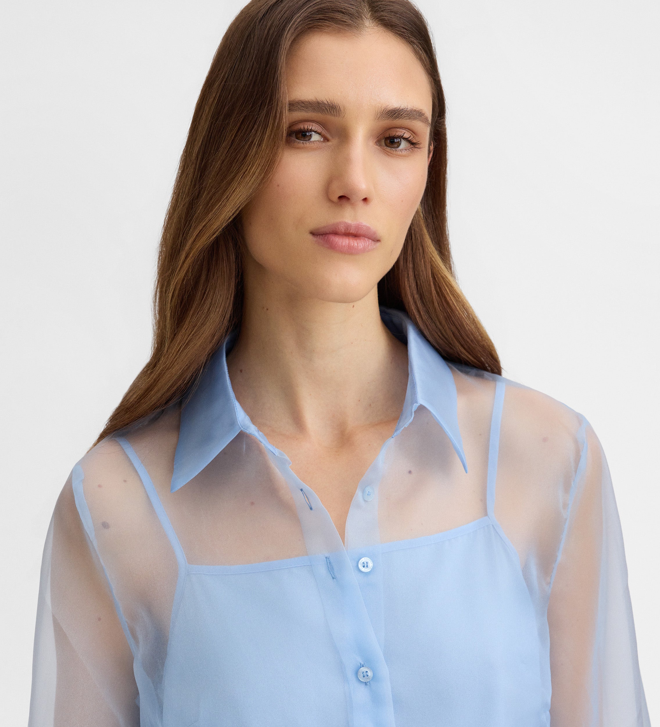 Blusa organza manga larga