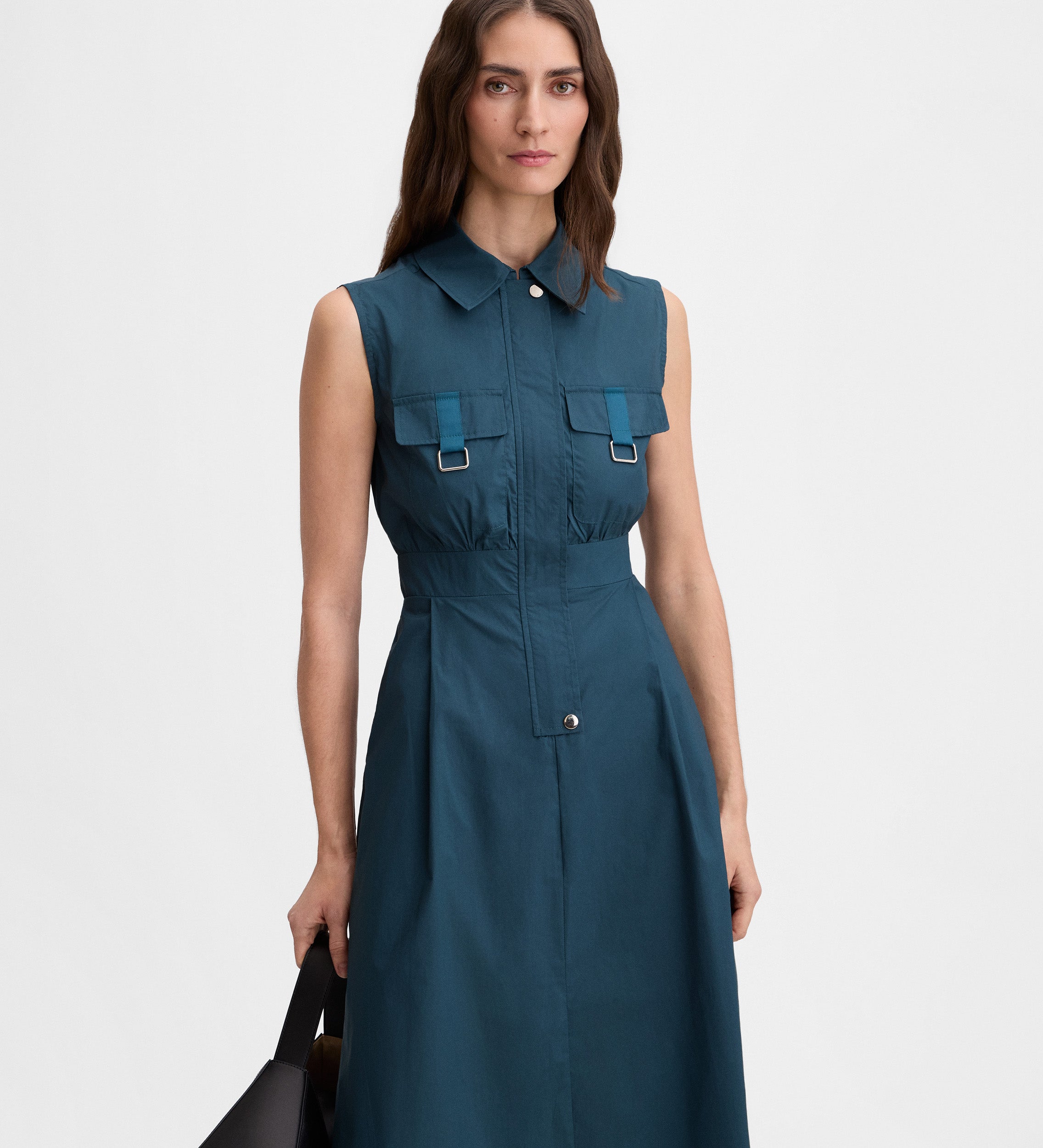 Buckled shirt midi dress