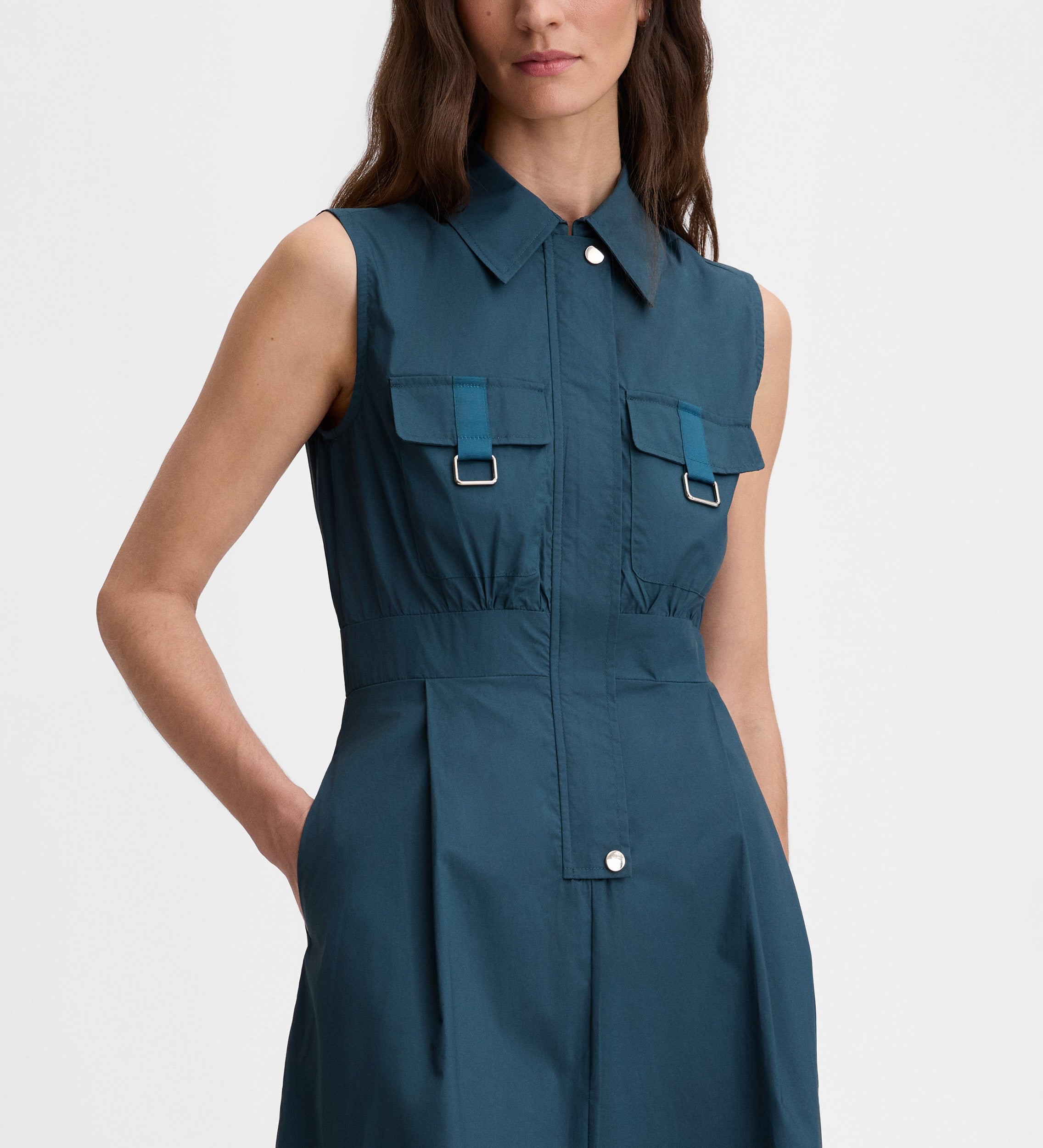Buckled shirt midi dress