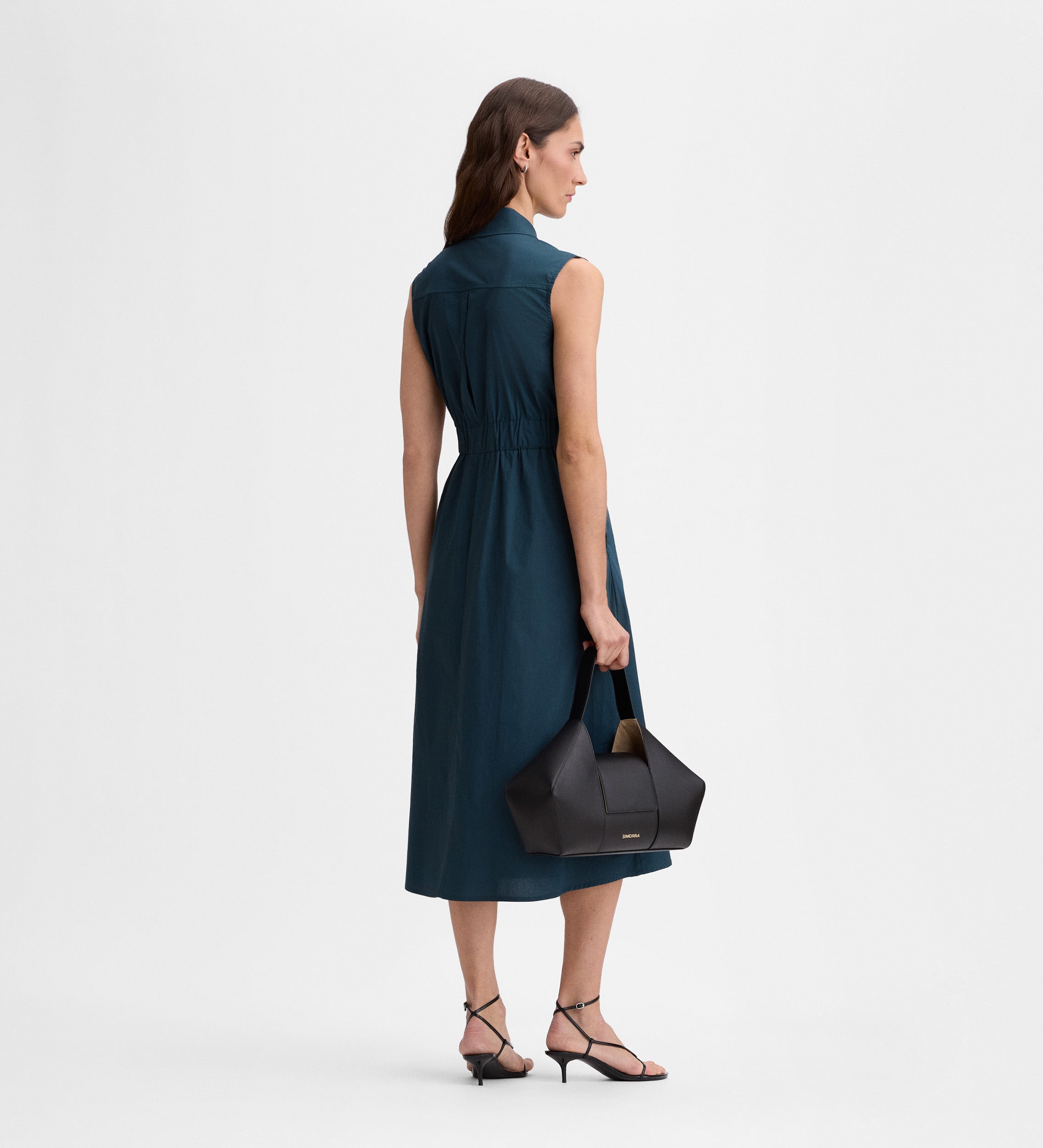 Buckled shirt midi dress