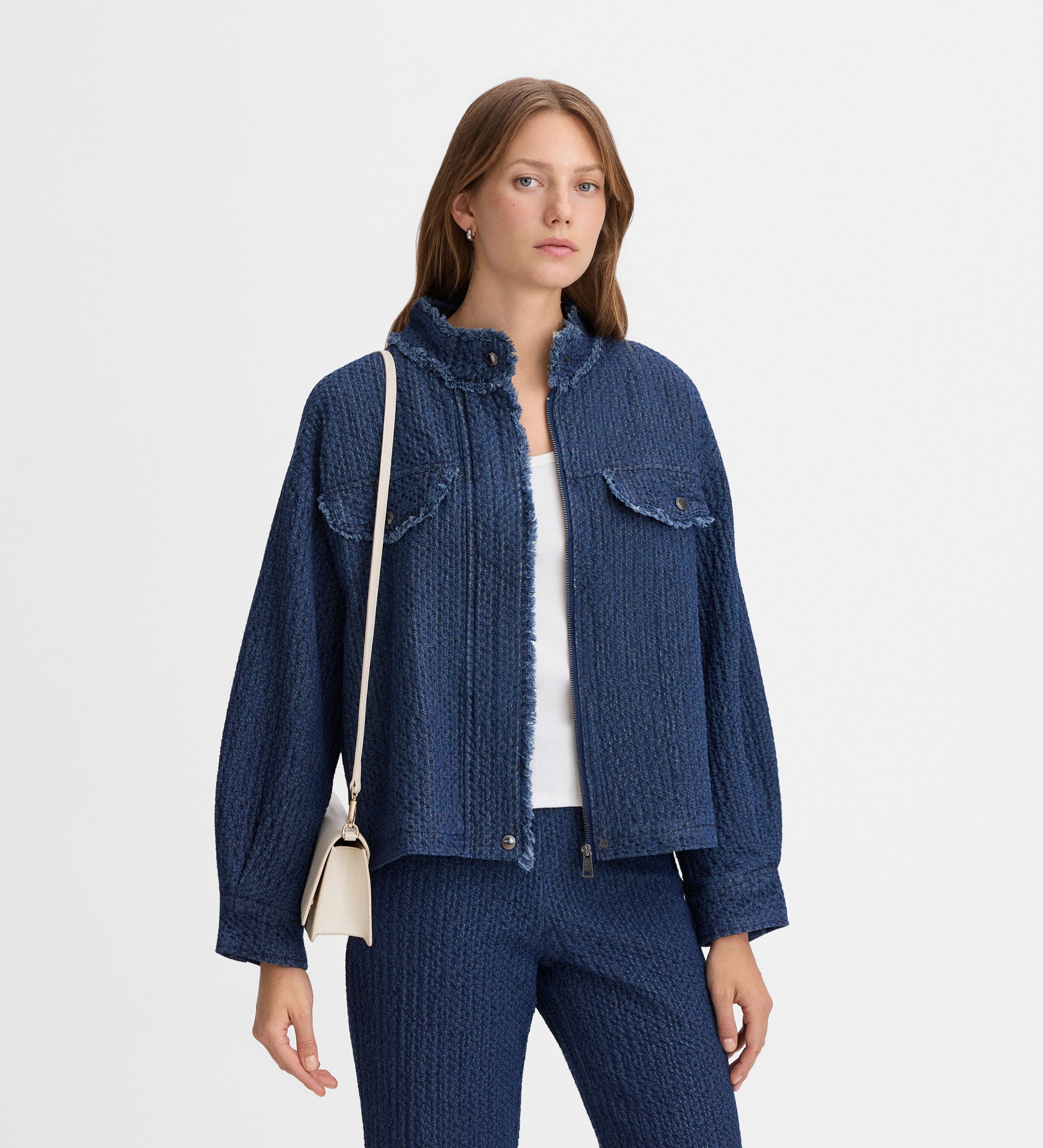 Veste jacquard denim texturé