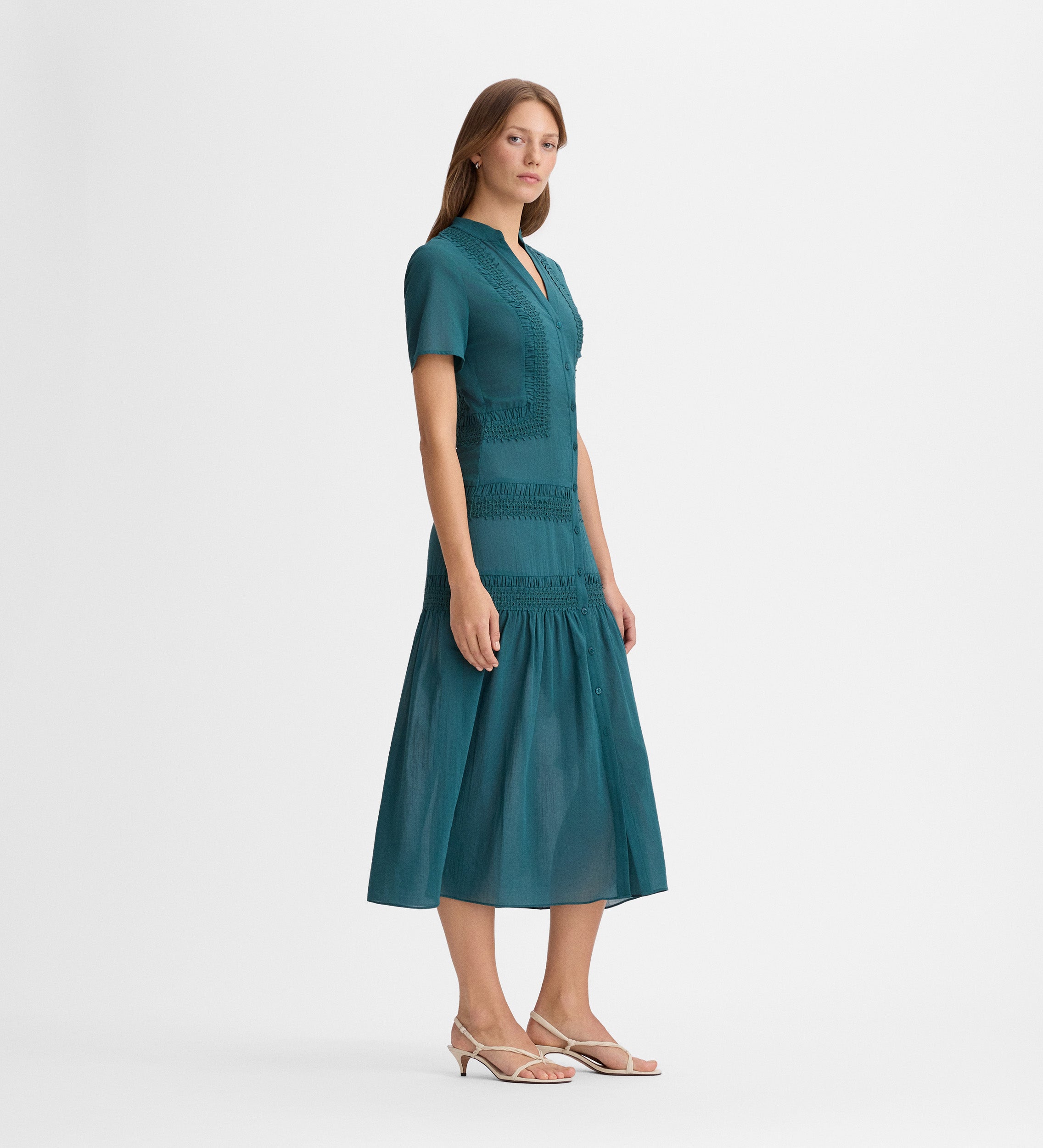 Robe midi bordure dentelle