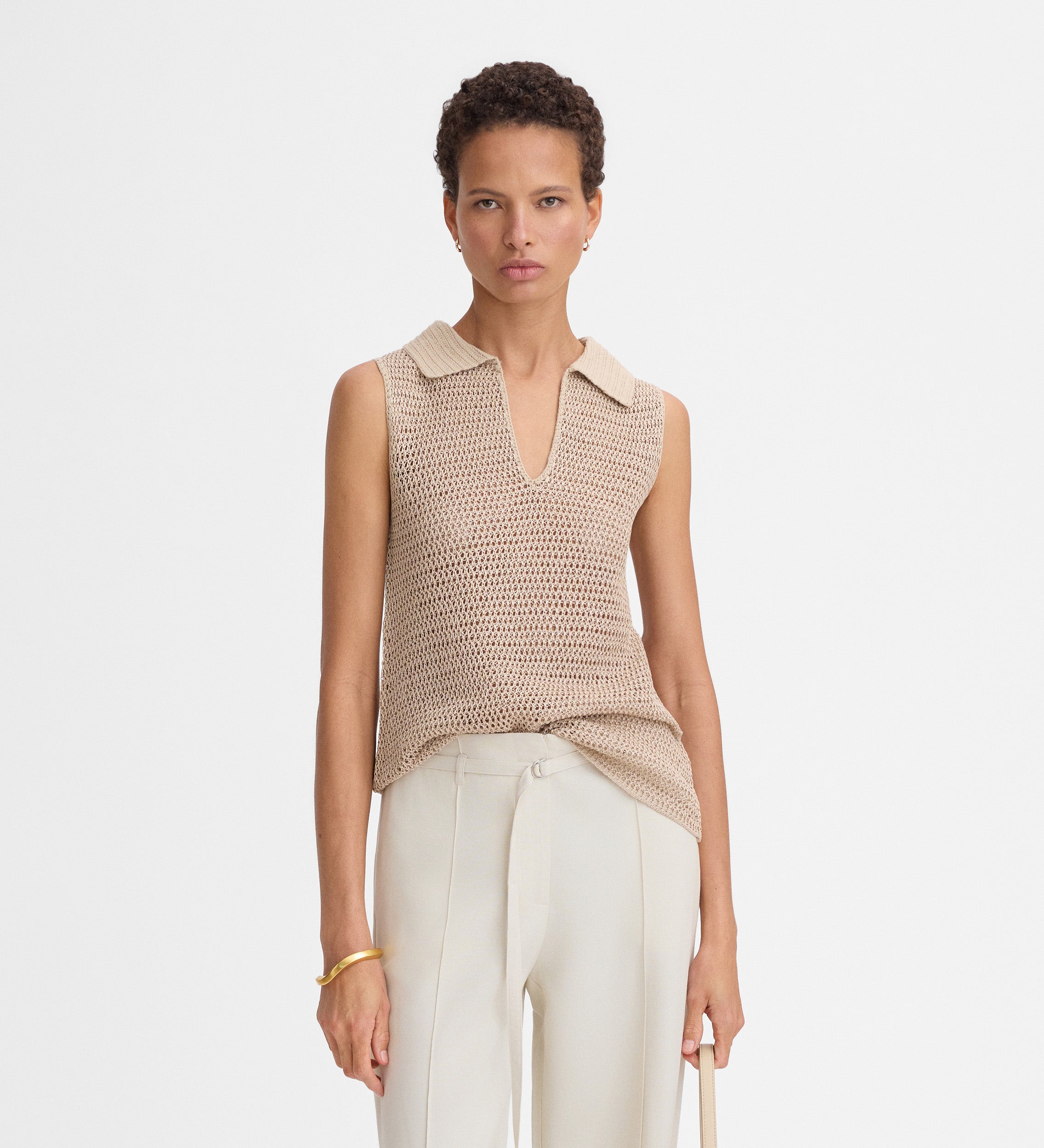 Polo neck knit top