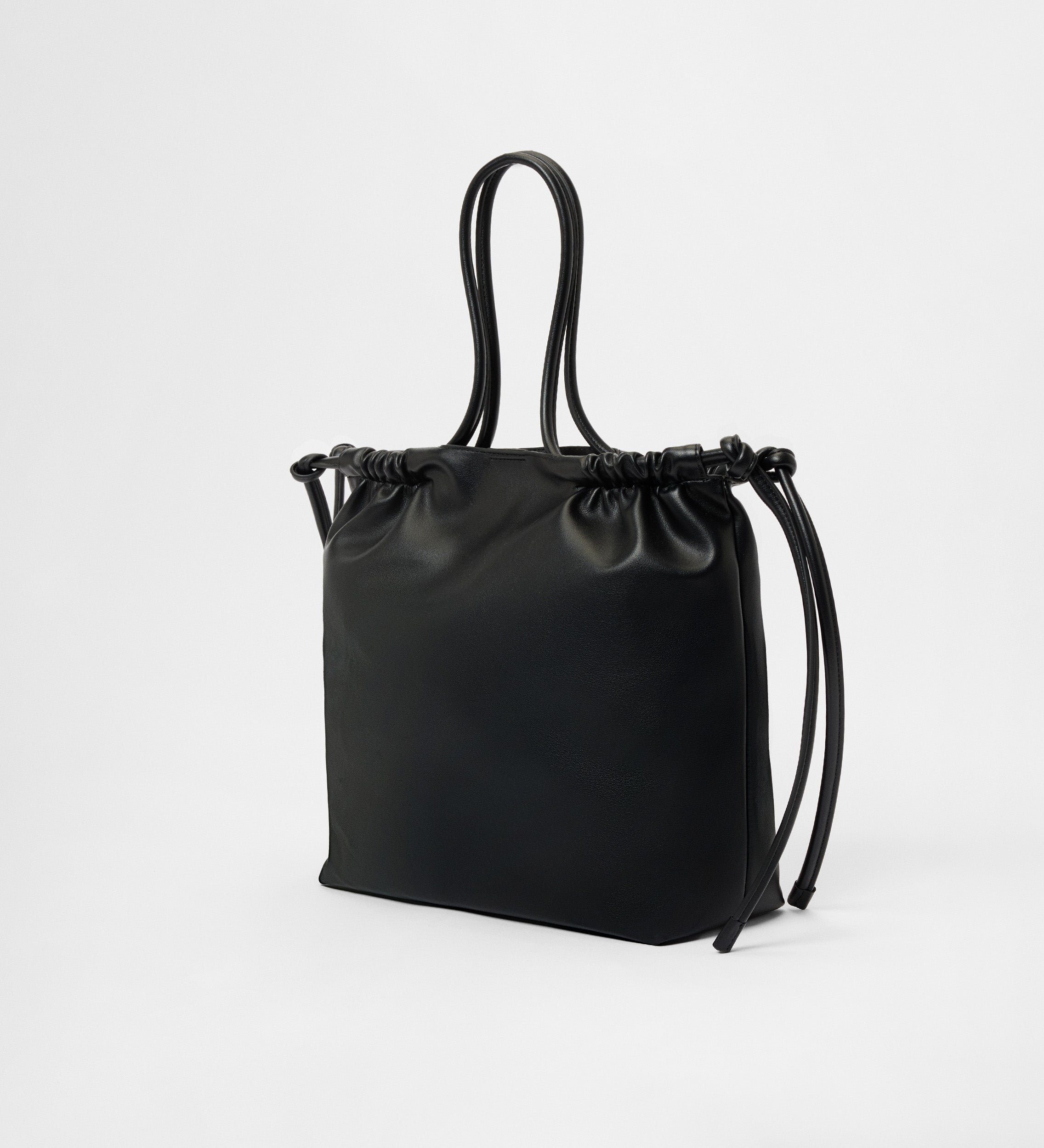 Leather drawstring bag