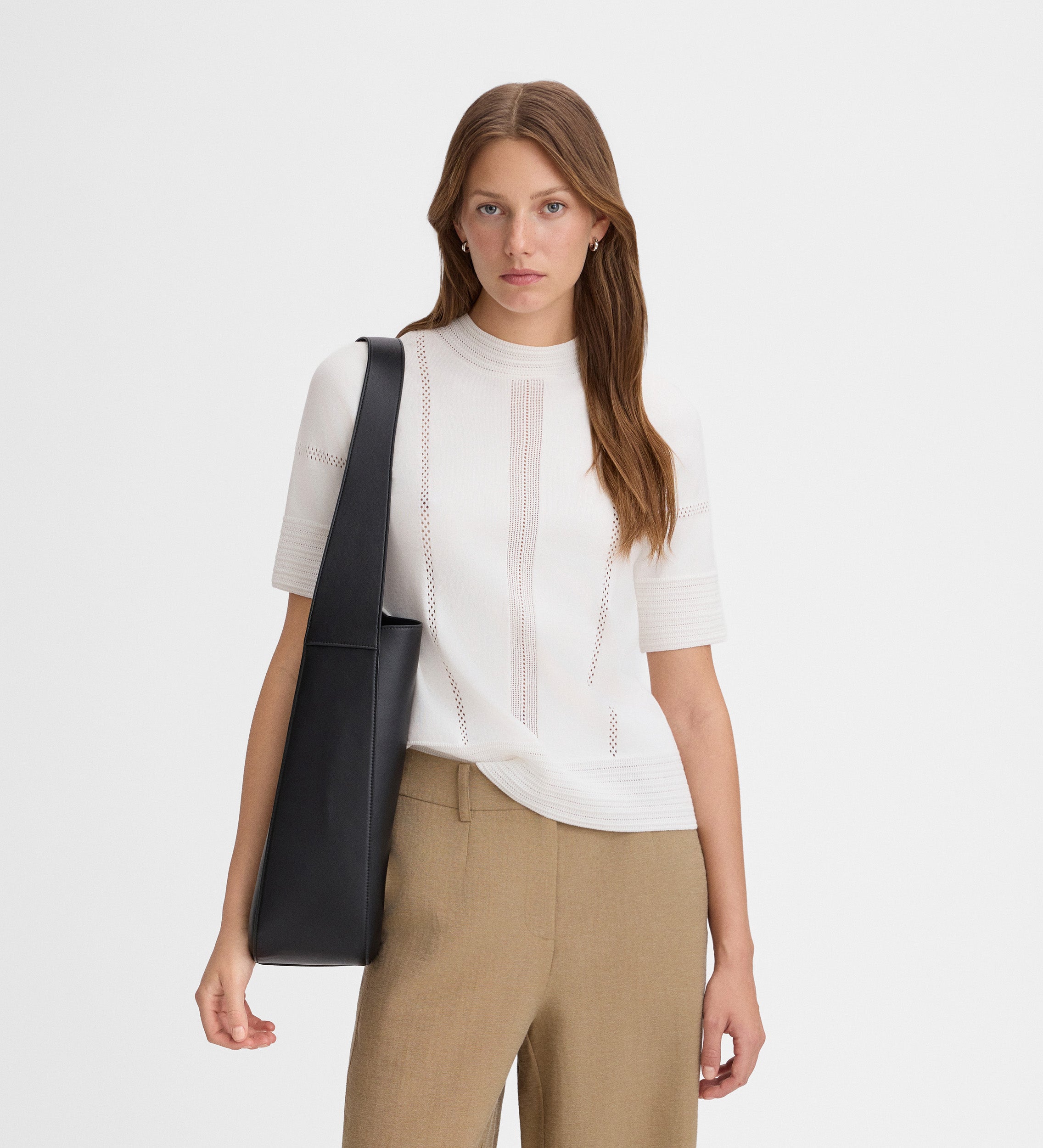 Perkins-neck knit top