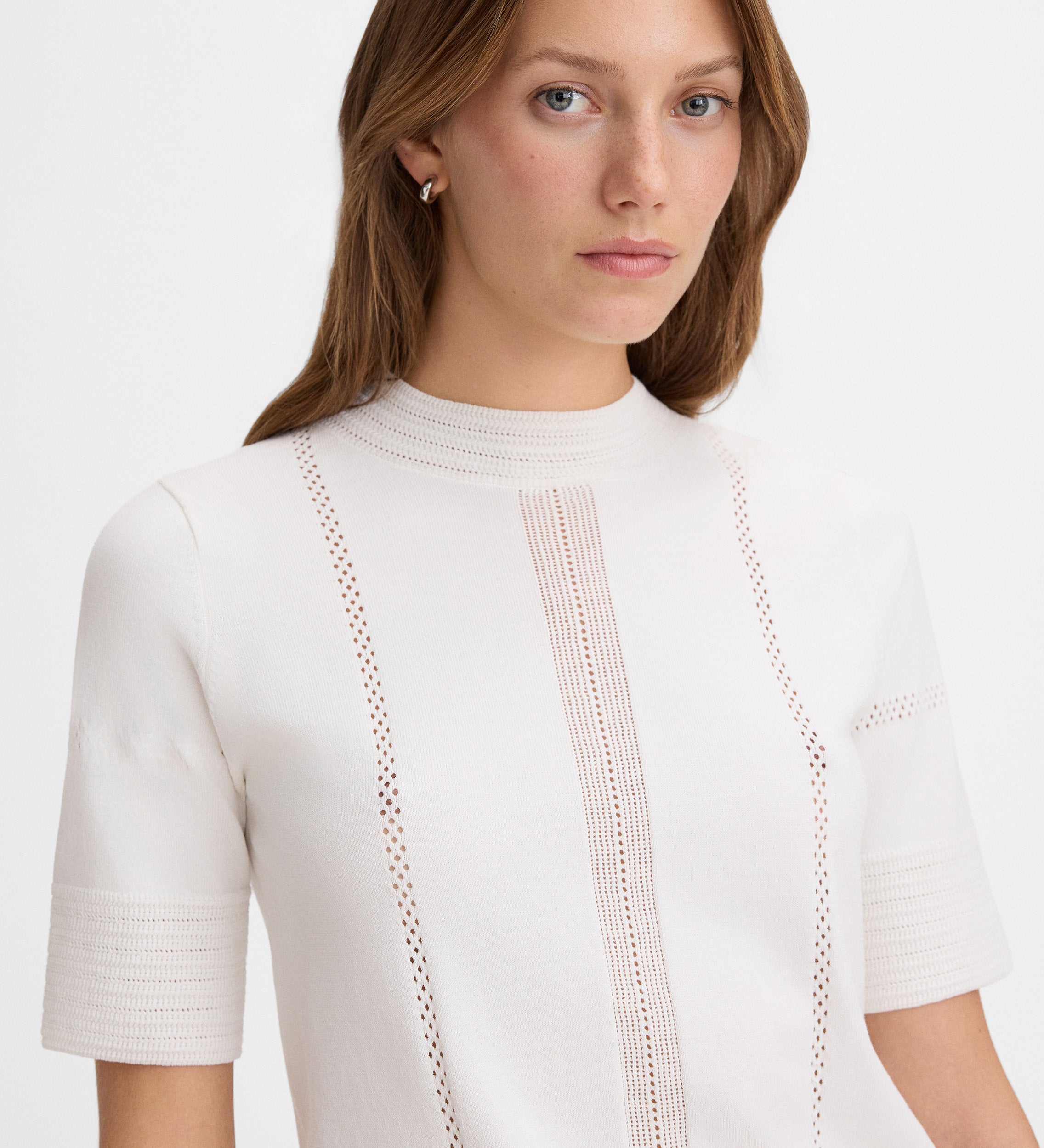Perkins-neck knit top