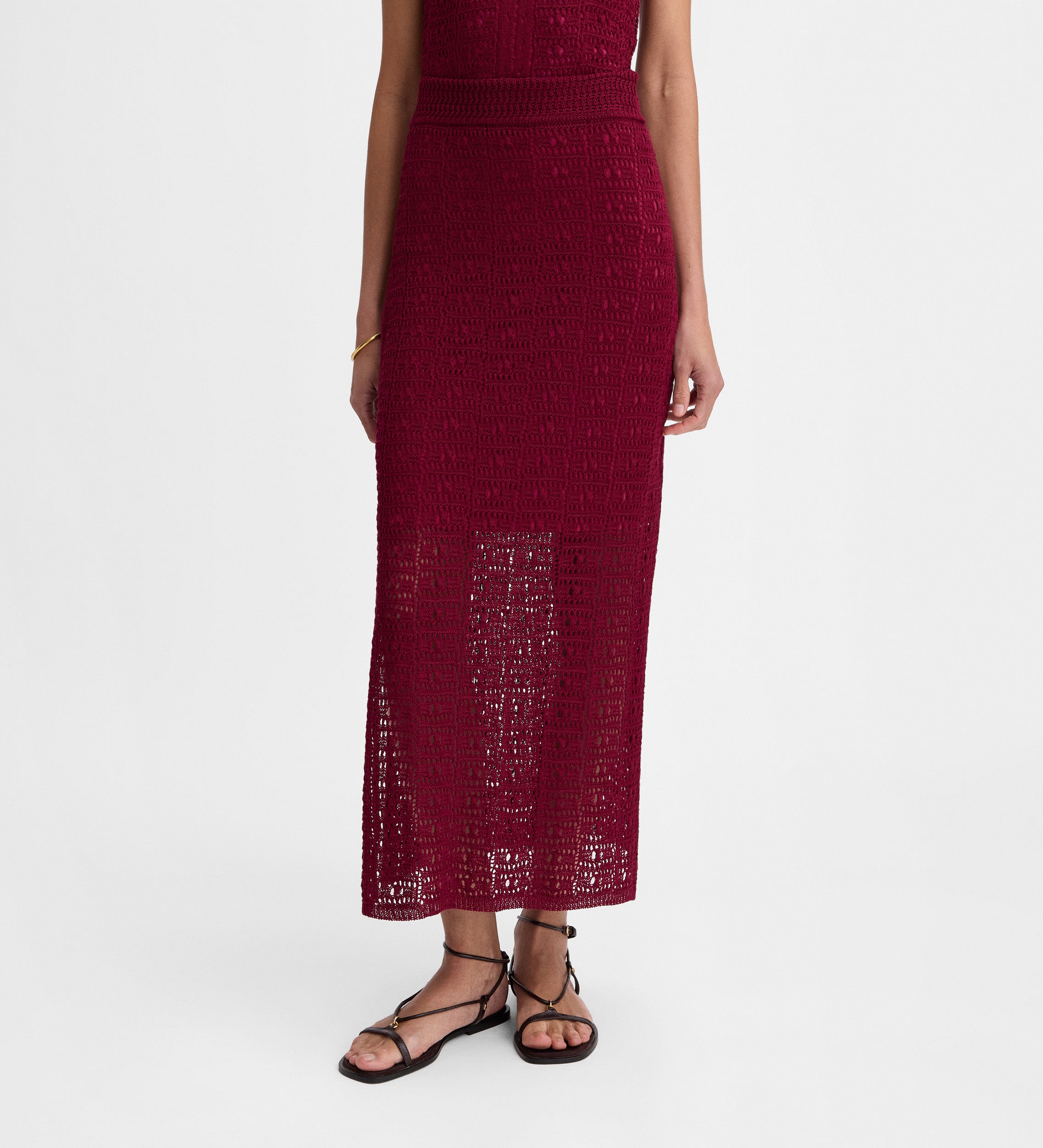 Openwork knit skirt