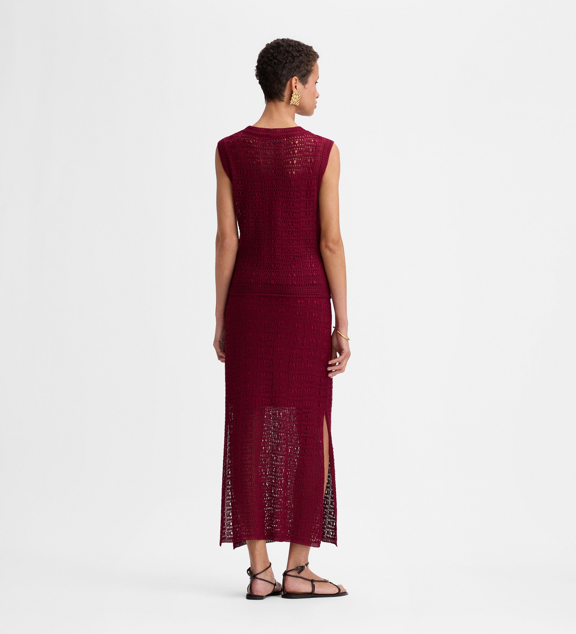 Openwork knit skirt