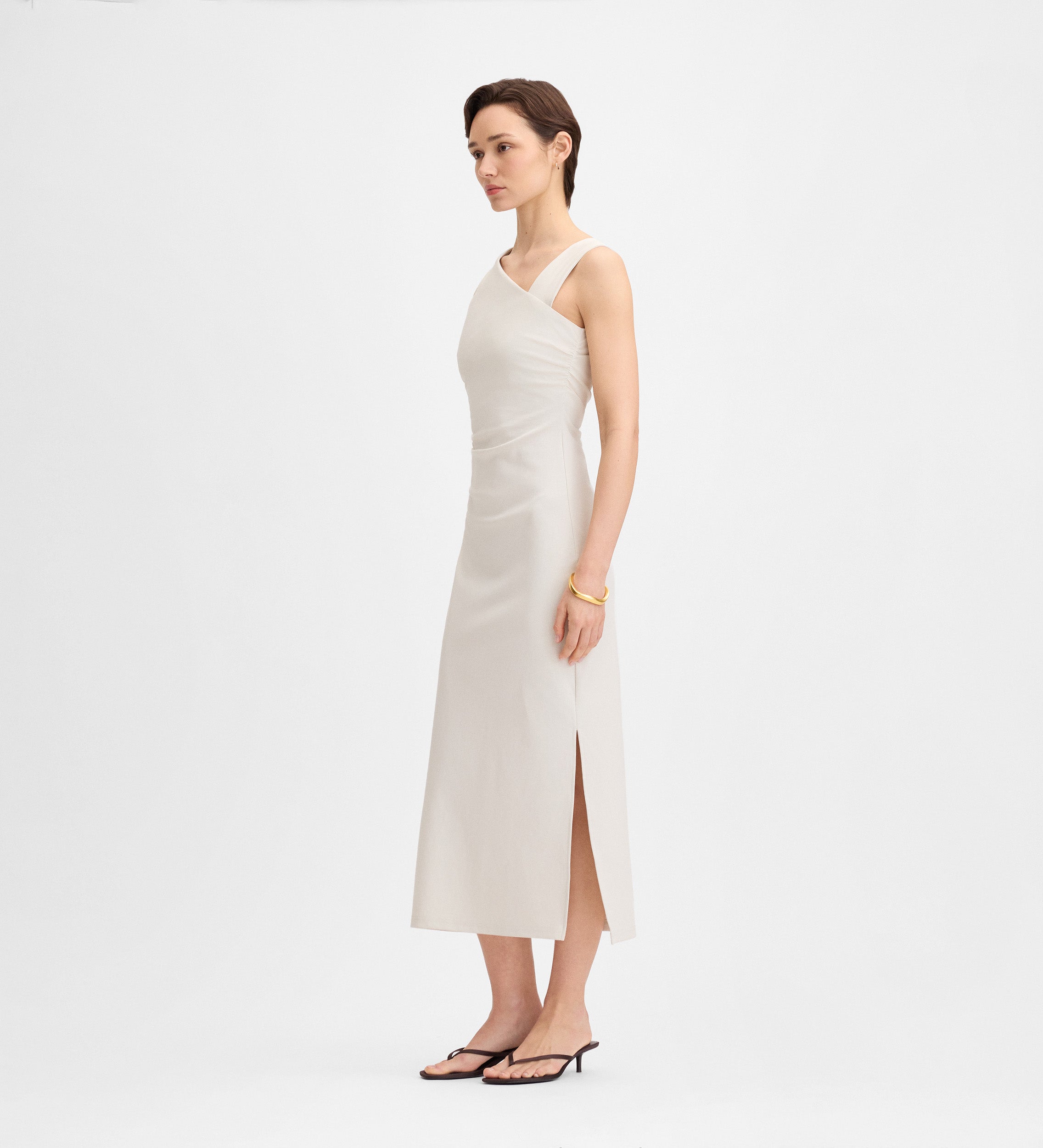 Robe midi froncée