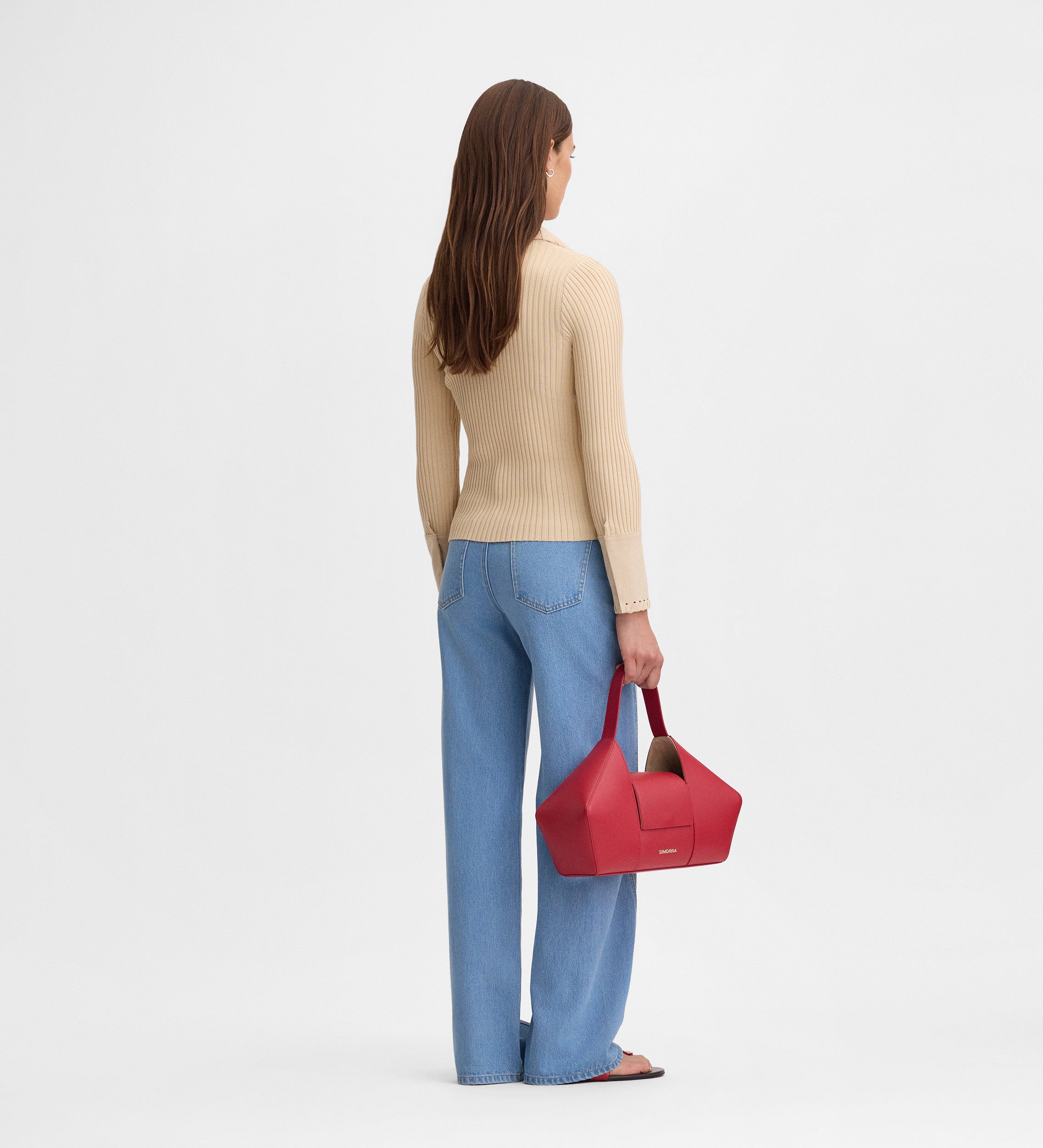 Short bi-material cardigan