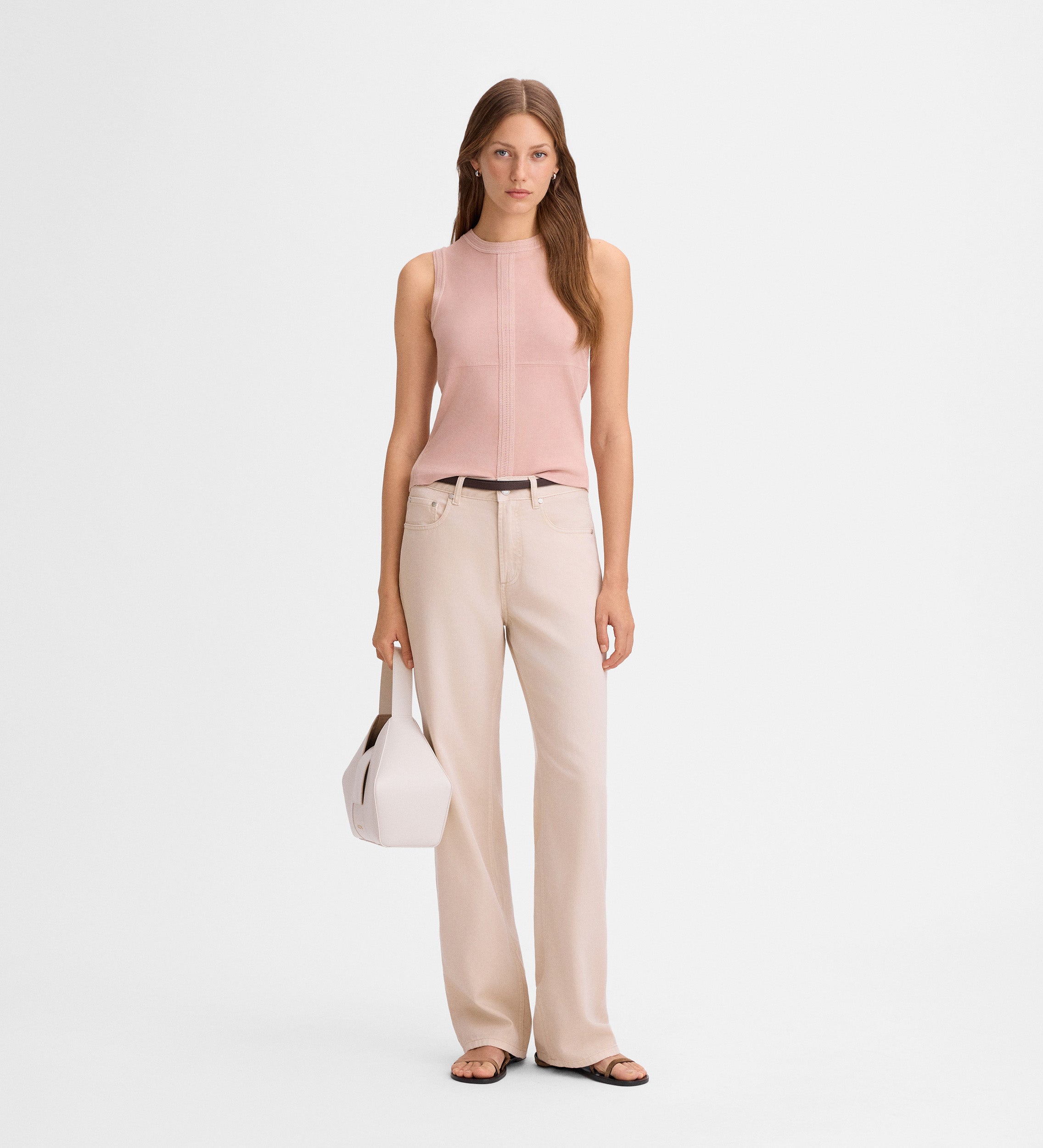 Two-material suede top