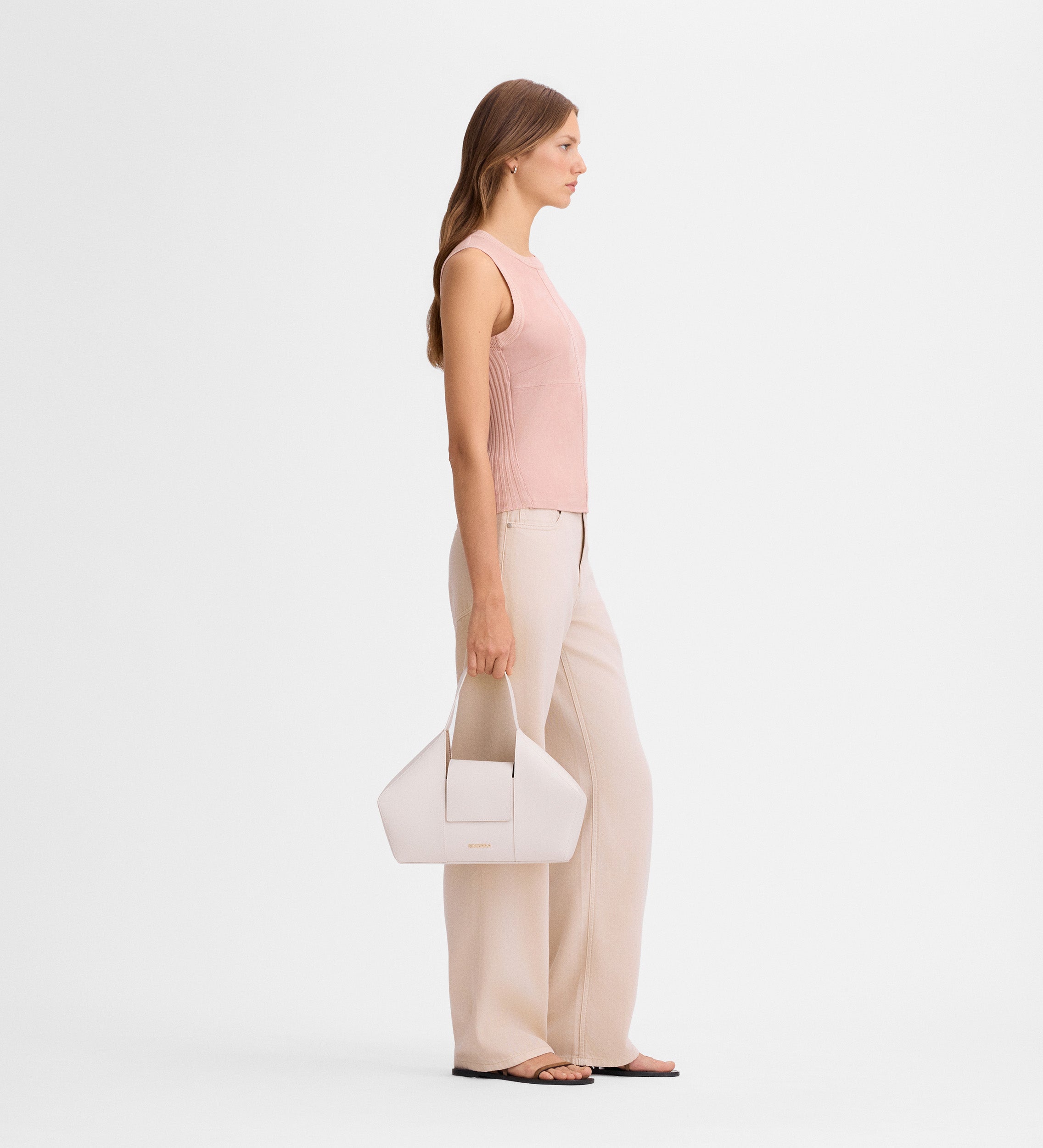 Two-material suede top