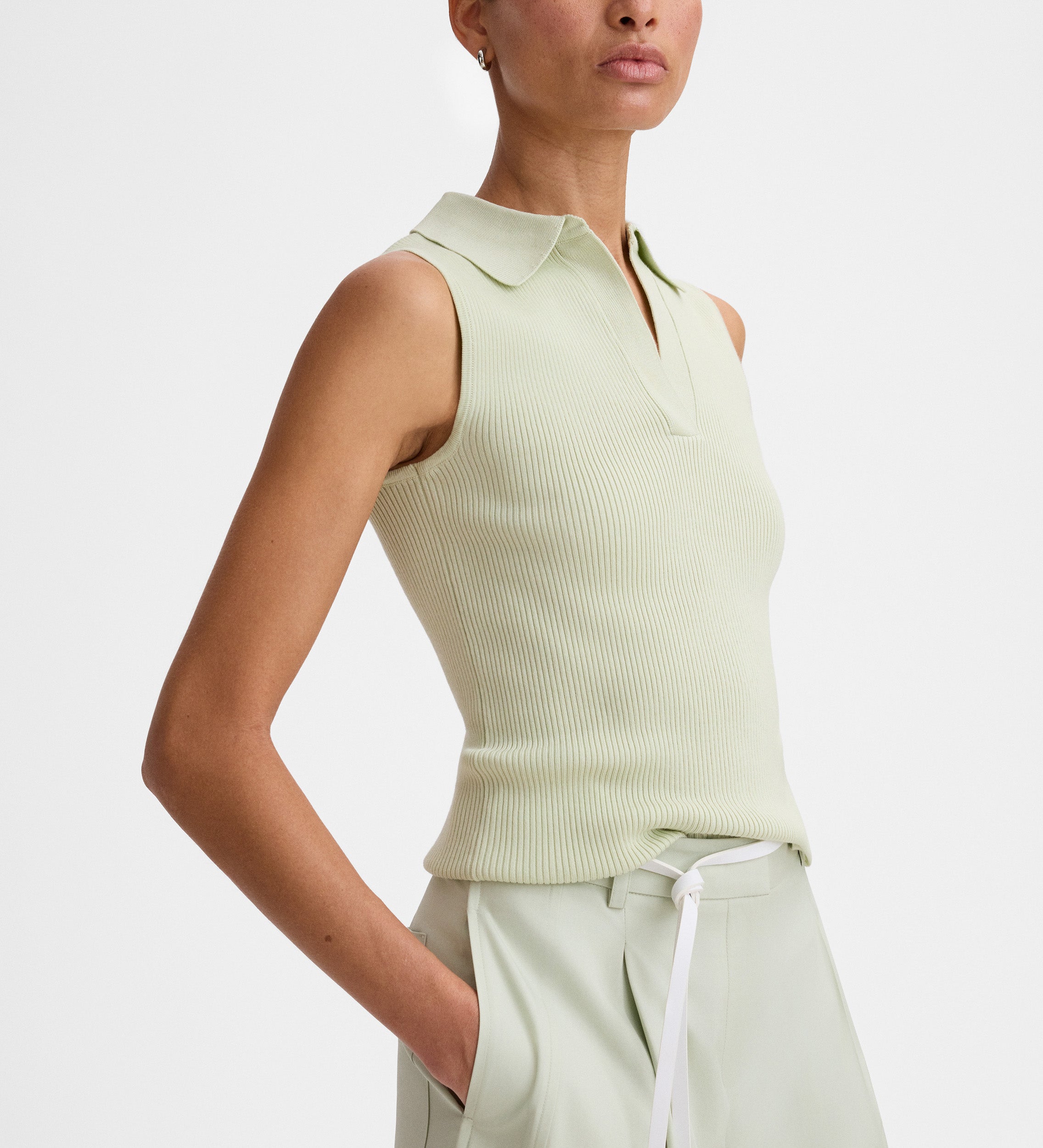 Polo neck knit top