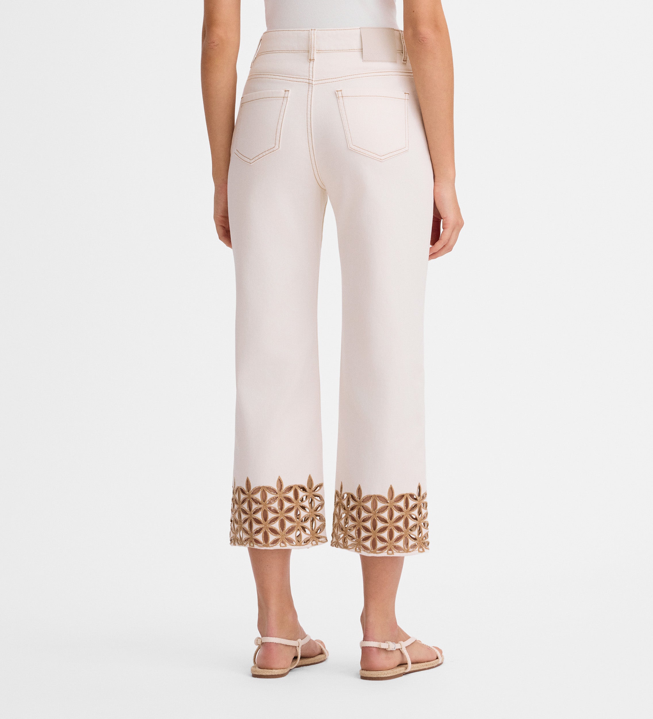 Decorative embroidered cropped pants