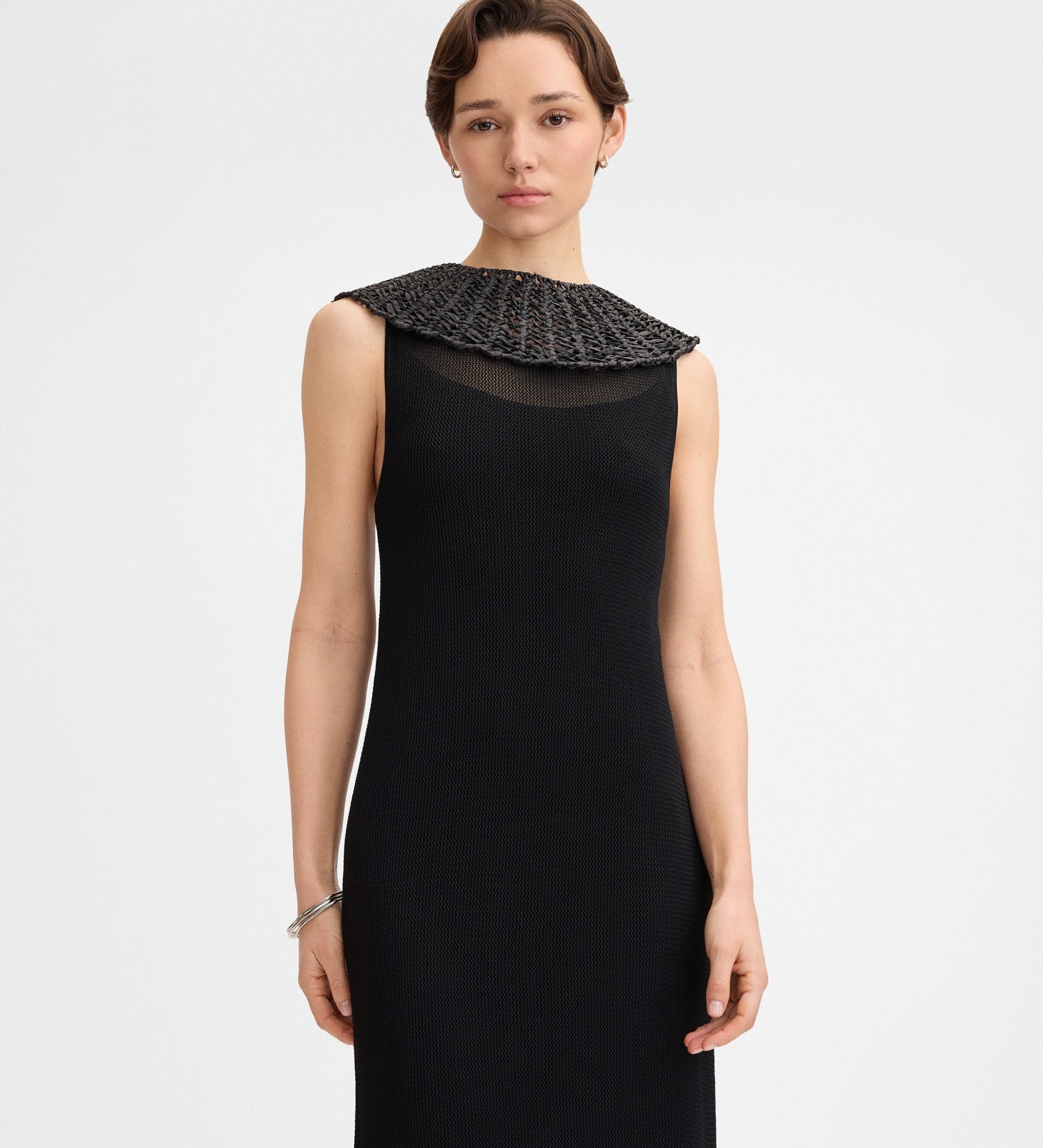 Vestido punto cuello rafia