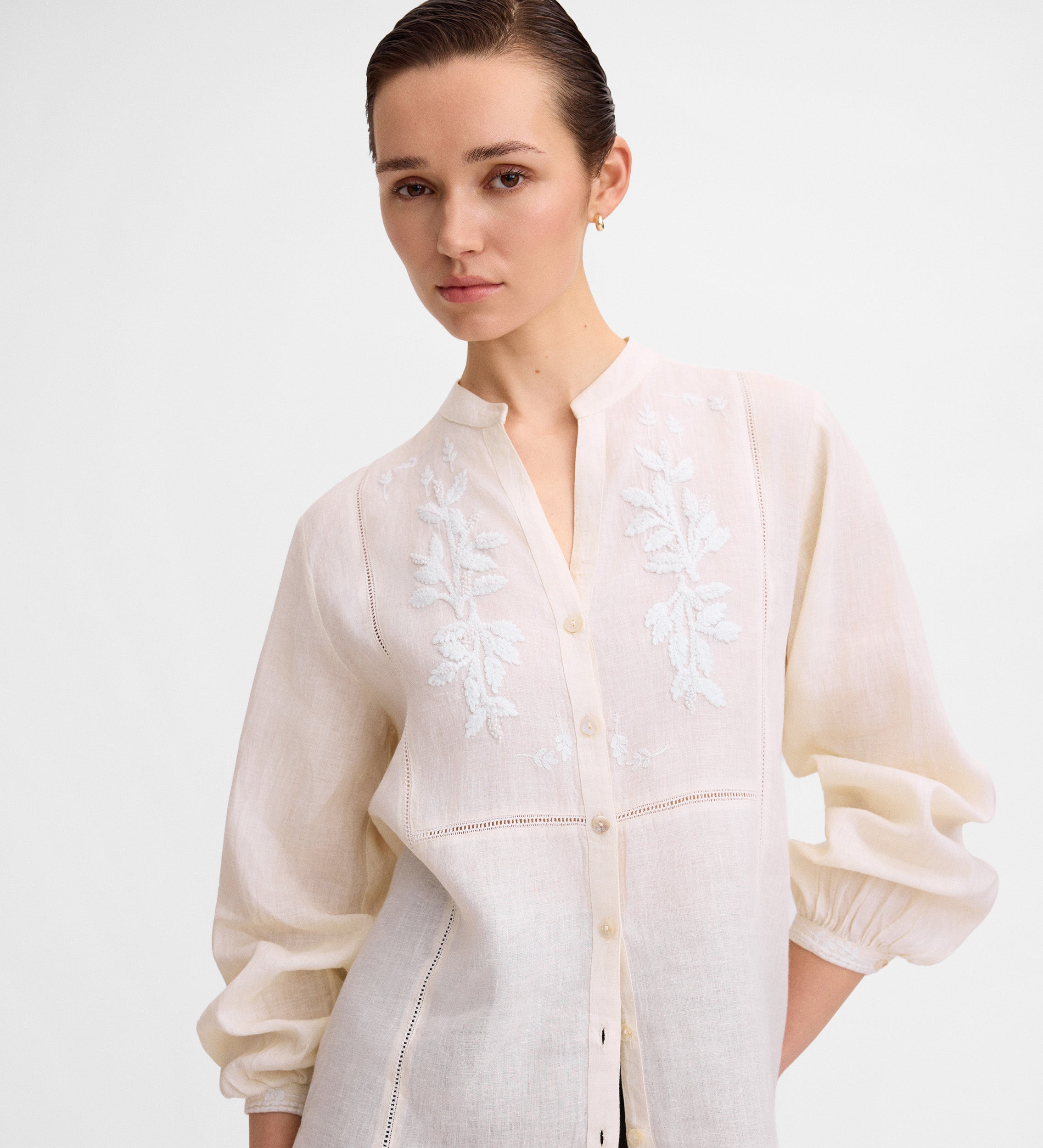 Blusa lino bordados
