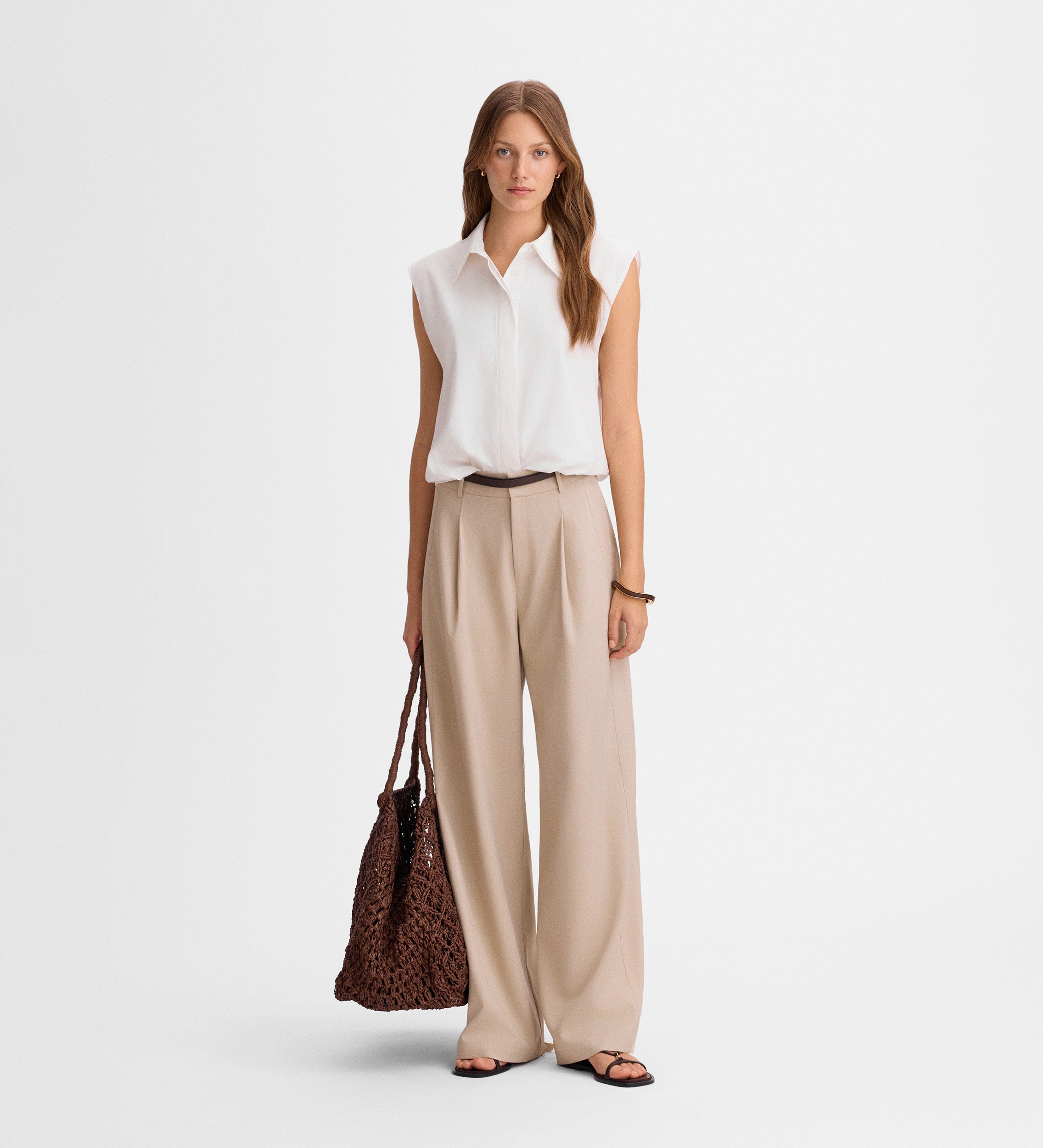 Pantalon large à plis