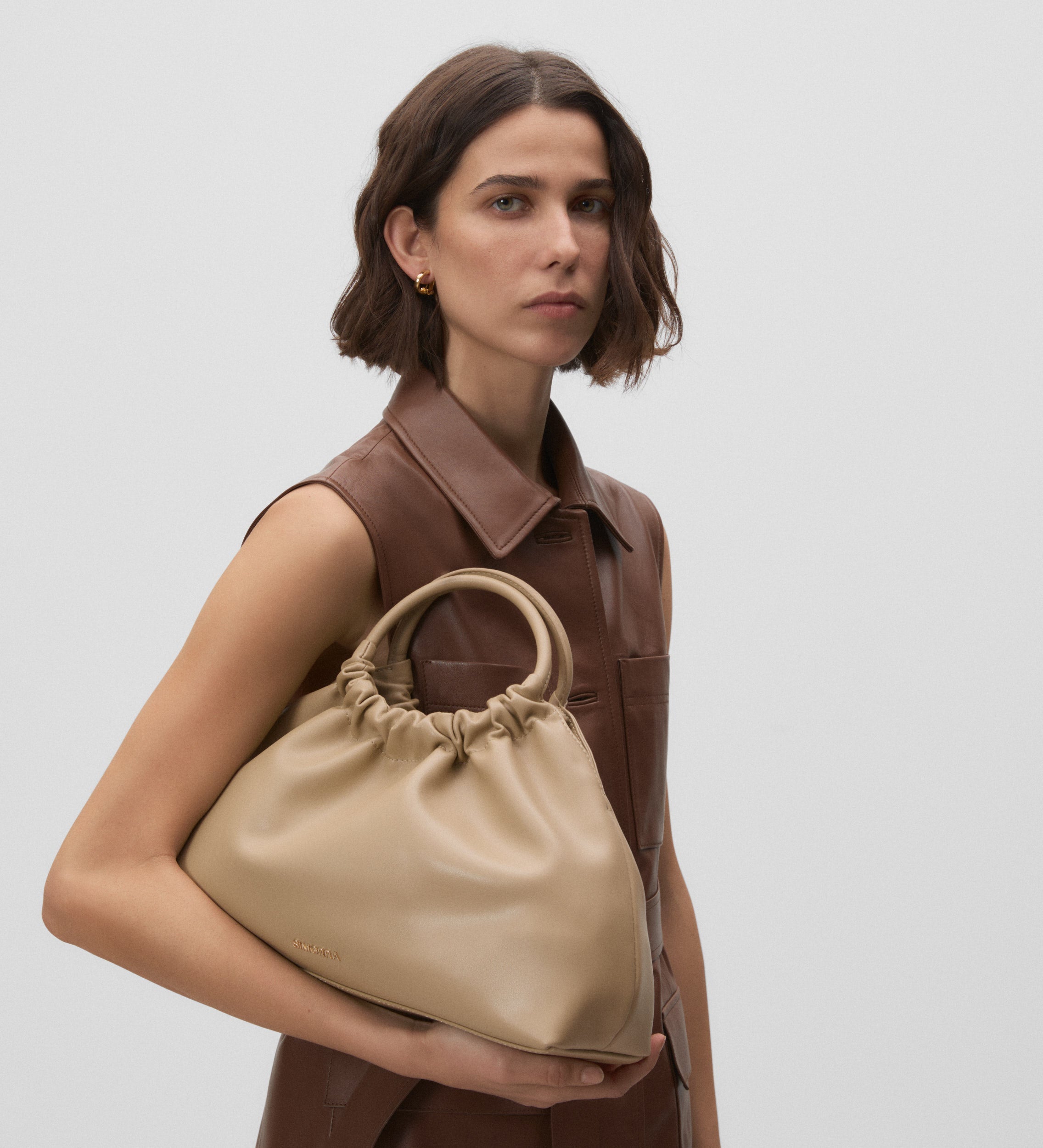Ruched leather bag
