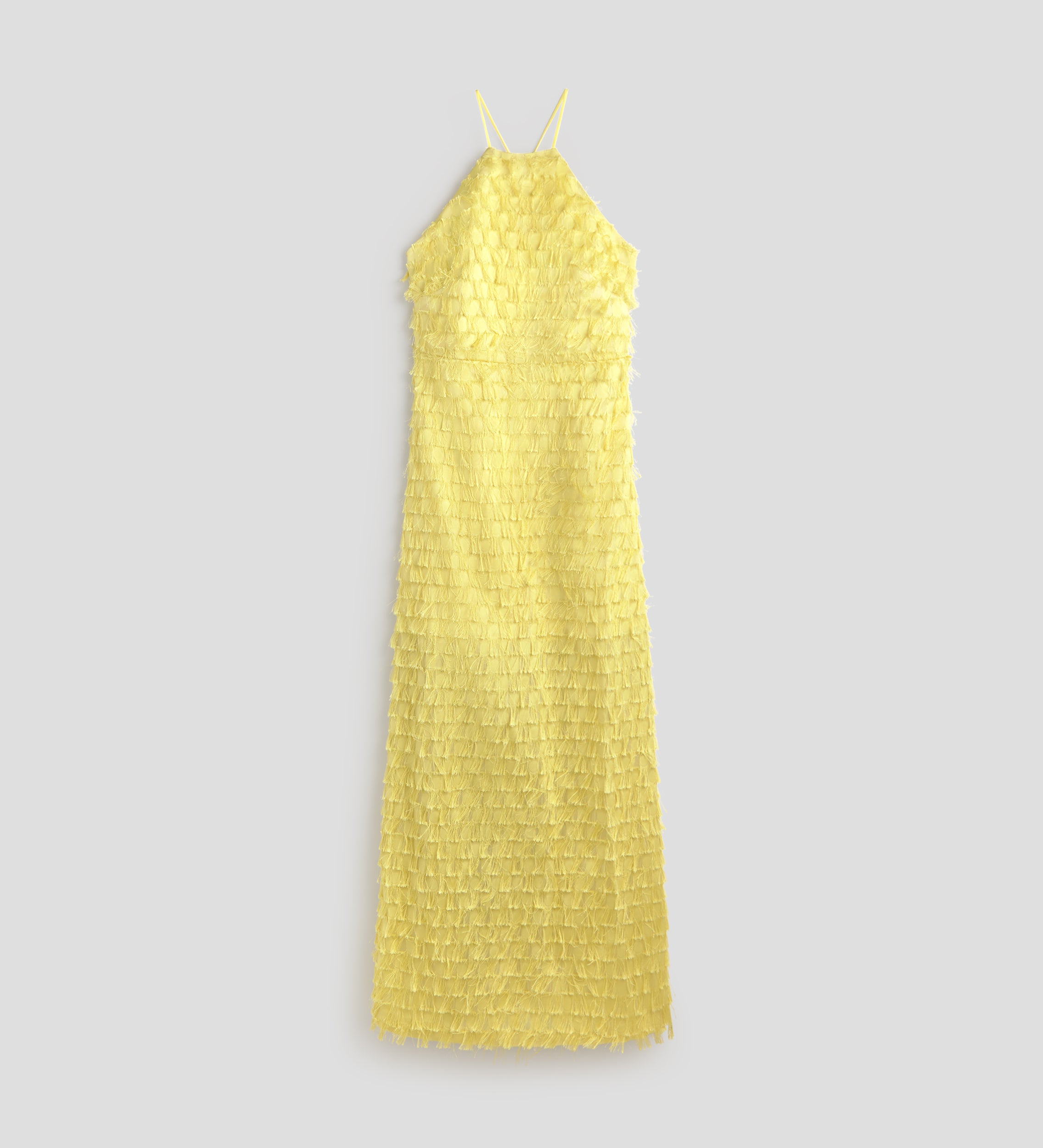 Robe longue jacquard franges