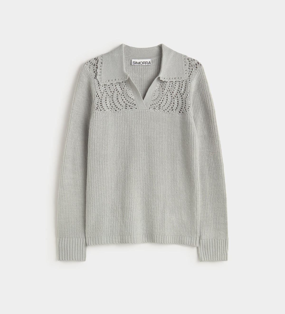 Polo sweater with openwork detail