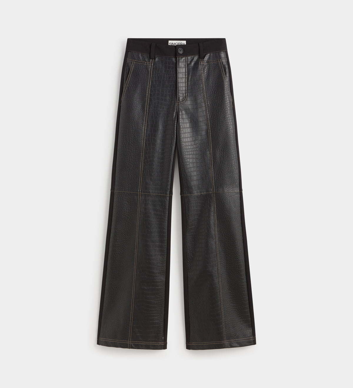 Pantalón bimateria pespuntes