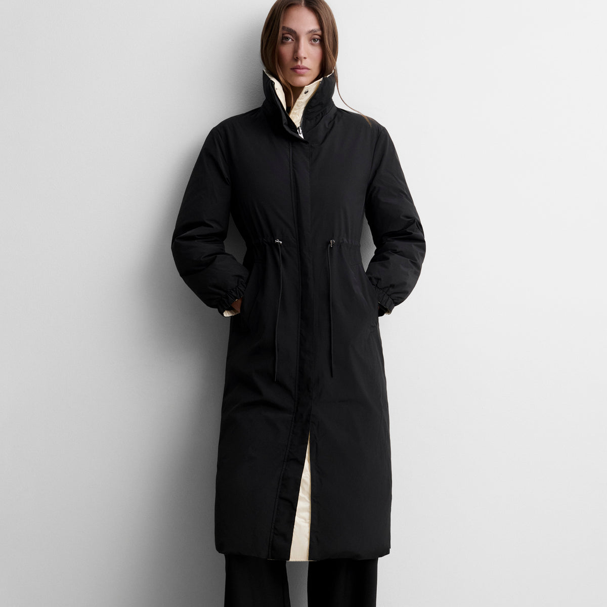 Parka larga reversible