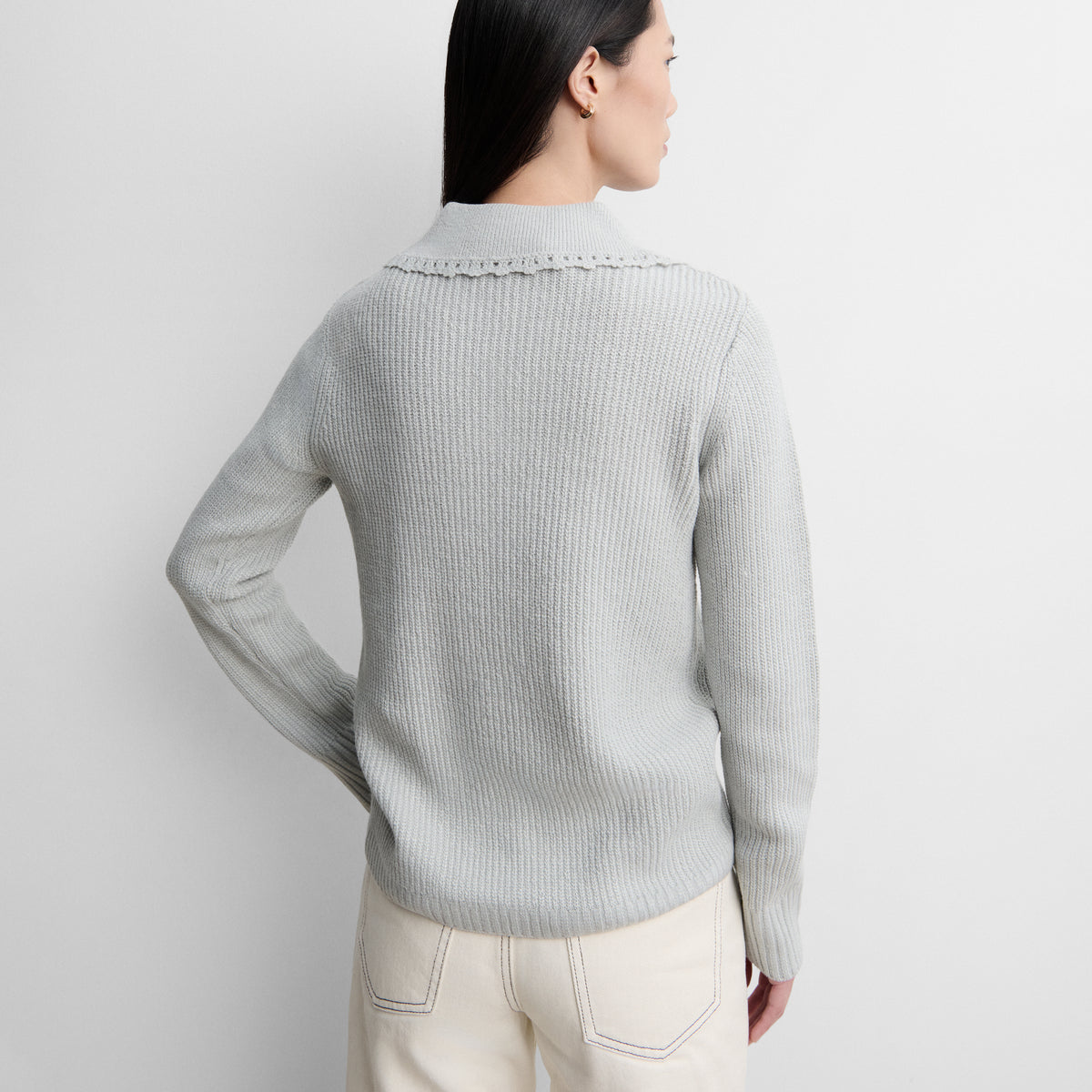 Polo sweater with openwork detail