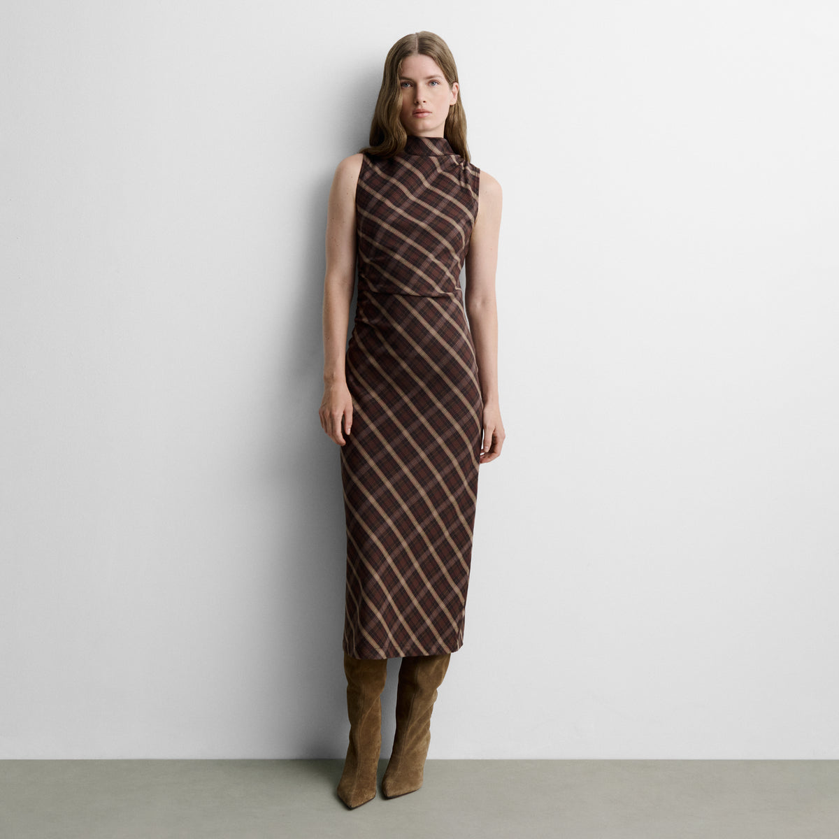 Vestido midi estampado cuadros