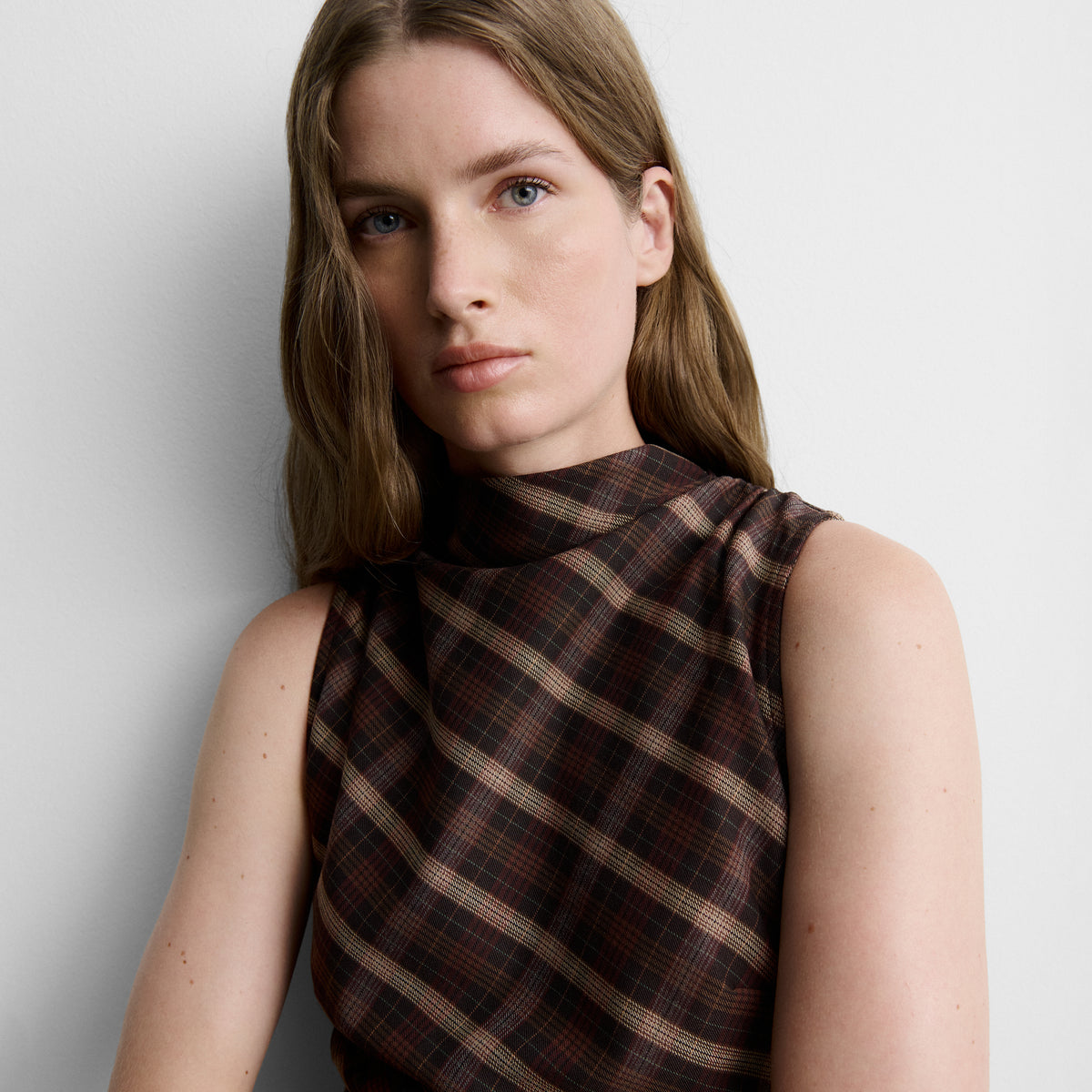 Vestido midi estampado cuadros
