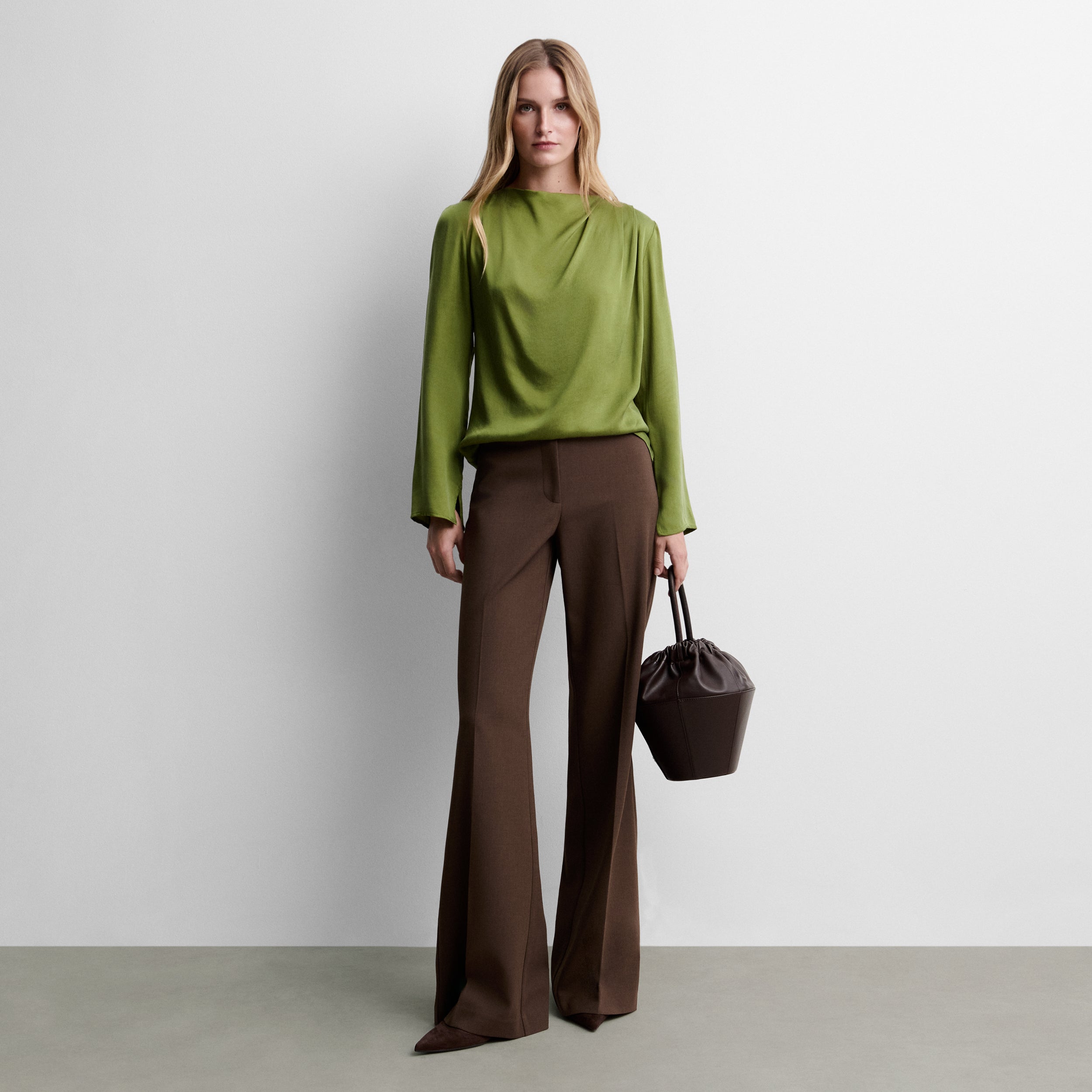 Long flared trousers