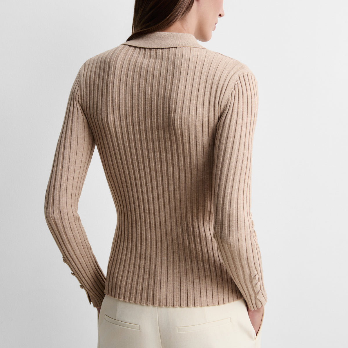 Knit cardigan with shirt collar