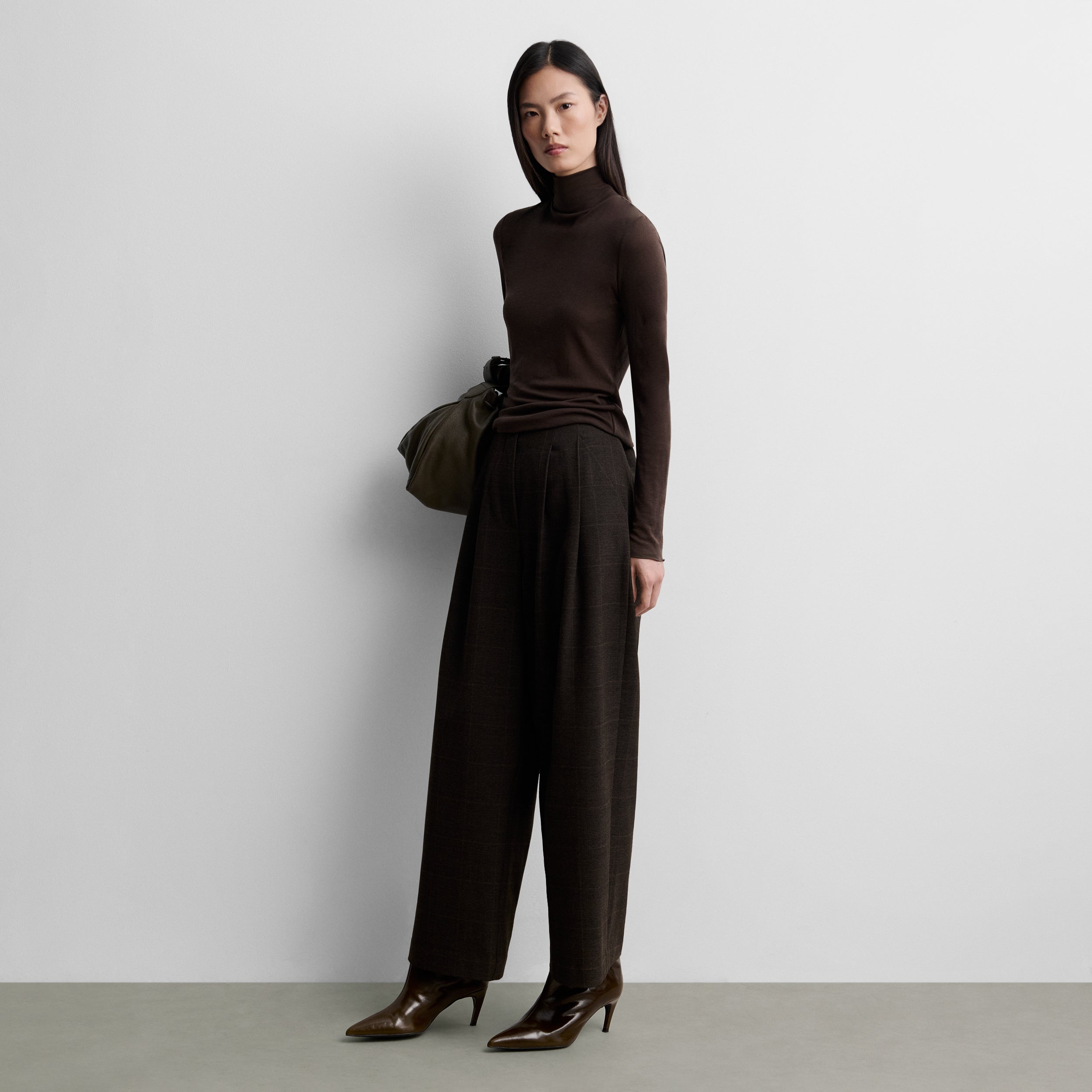 Pantalon à pinces imprimé à carreaux