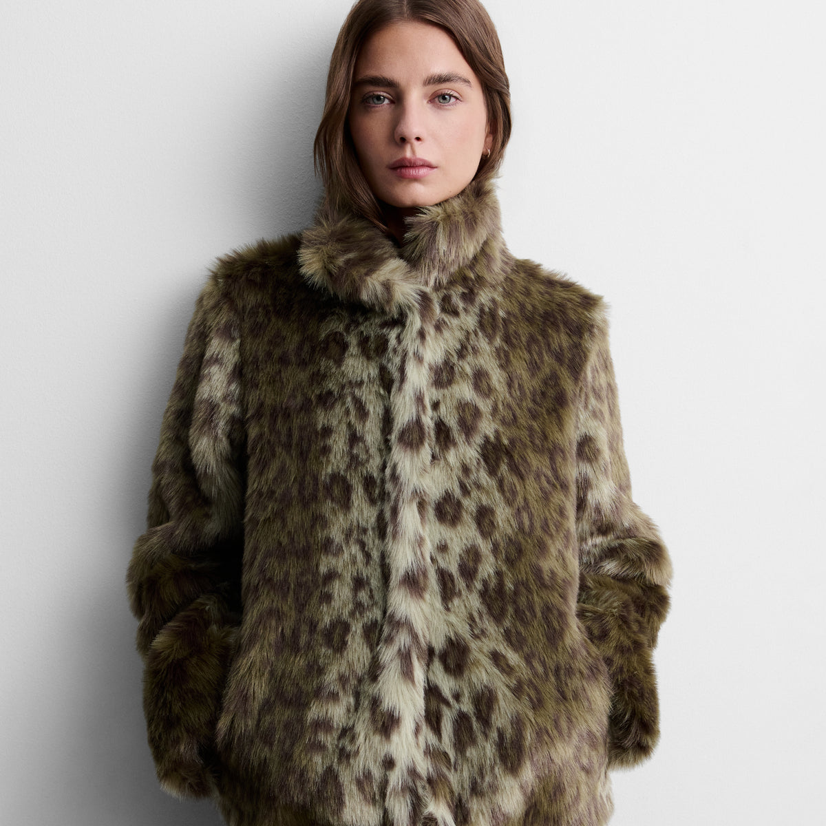 Chaqueta efecto pelo estampado