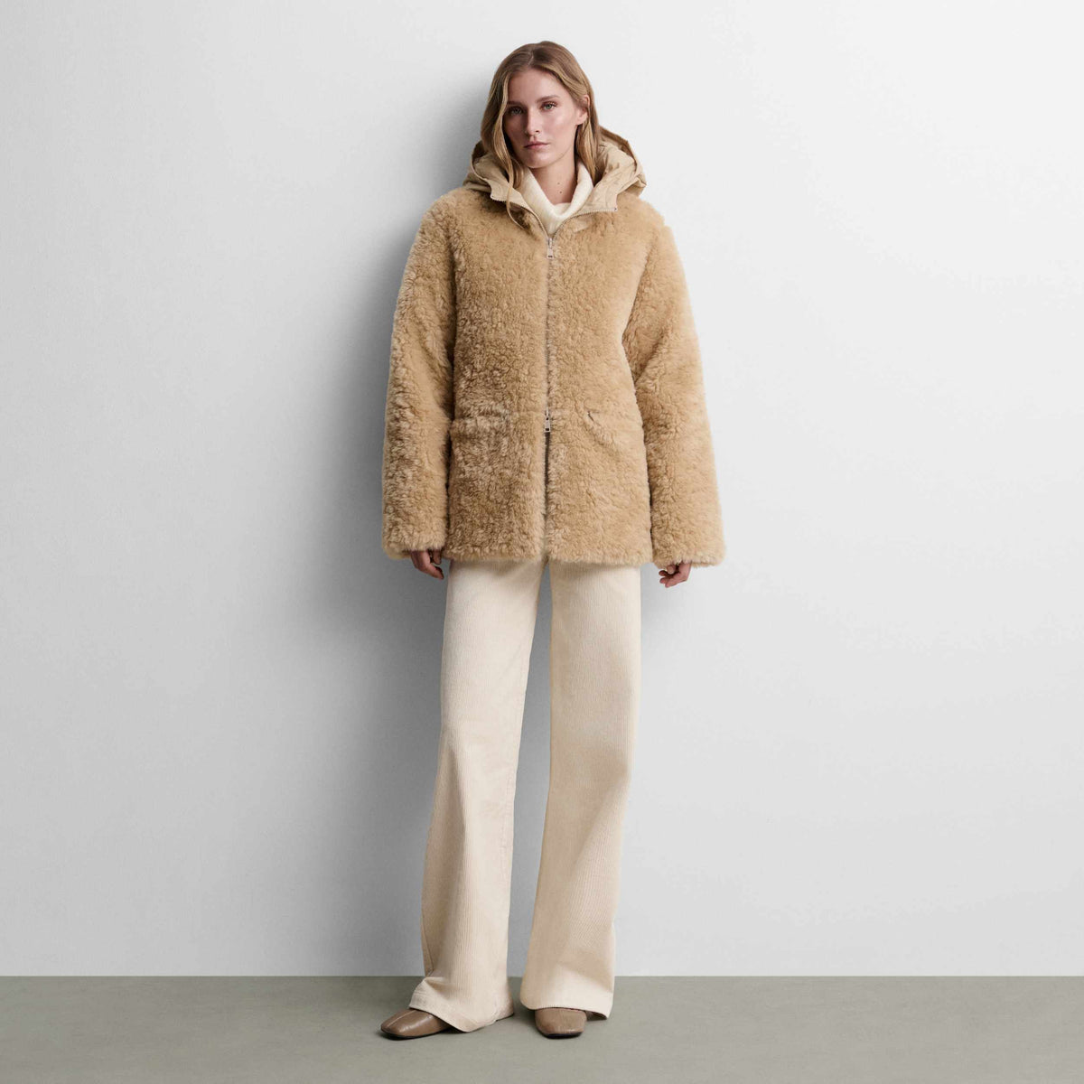 Reversible faux fur parka