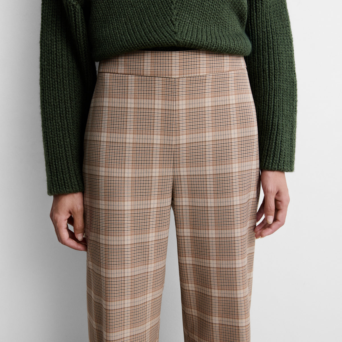 Pantalón recto estampado cuadros